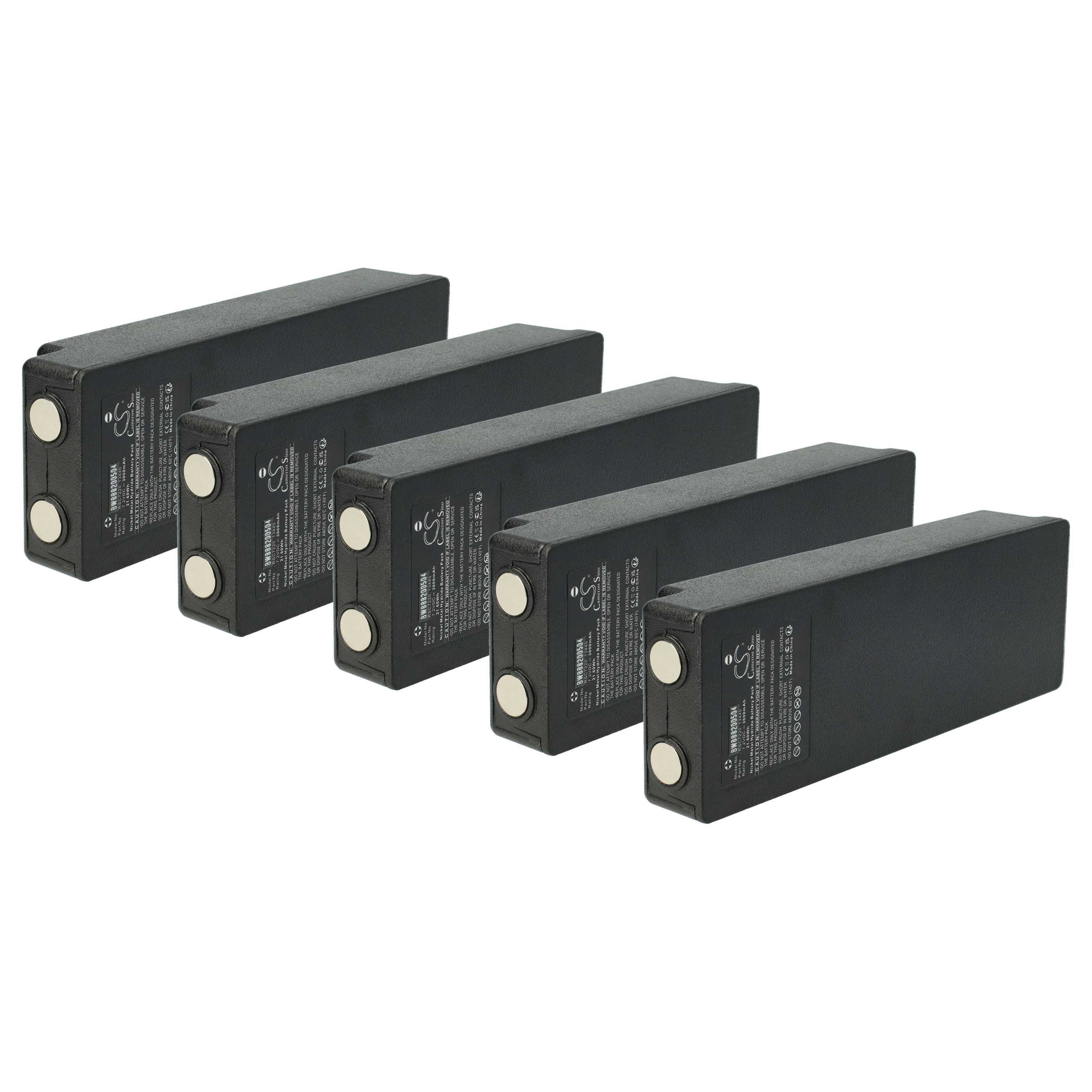 Akku (5 Stück) als Ersatz für Palfinger 17162, 708031757, 16131, 1026, 13445 Steuerung - 3000mAh 7,2V NiMH