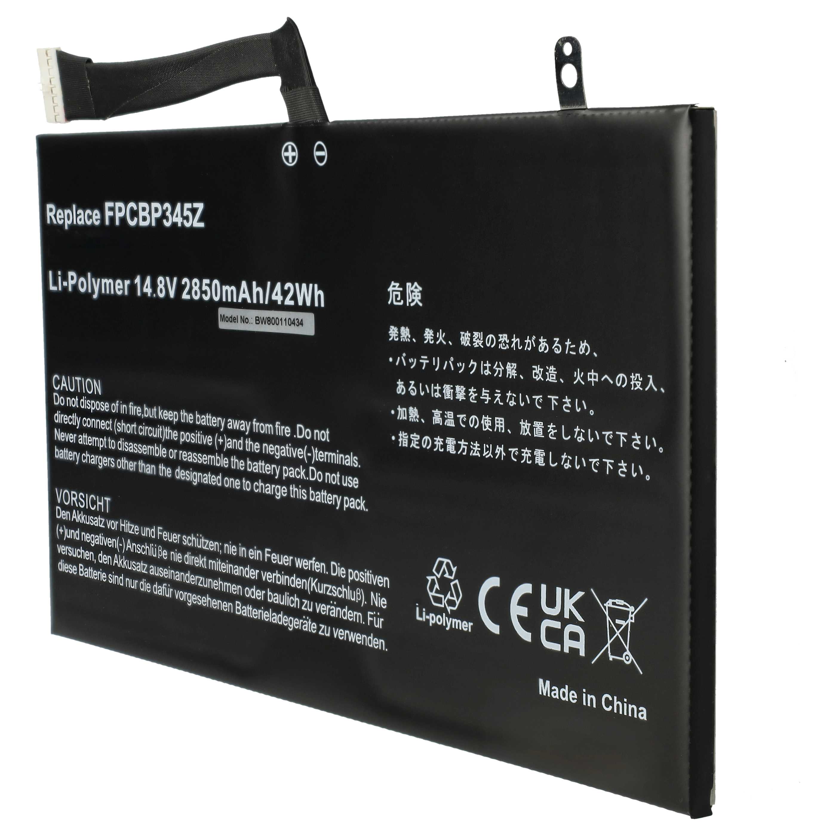 Notebook-Akku als Ersatz für Fujitsu FPCBP345Z, FMVNBP219, FPB0280 - 2850mAh 14,8V Li-Polymer