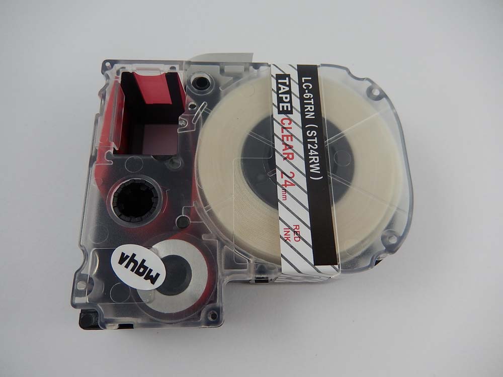 Cassetta nastro sostituisce Epson LC-6TRN per etichettatrice Epson 24mm rosso su trasparente