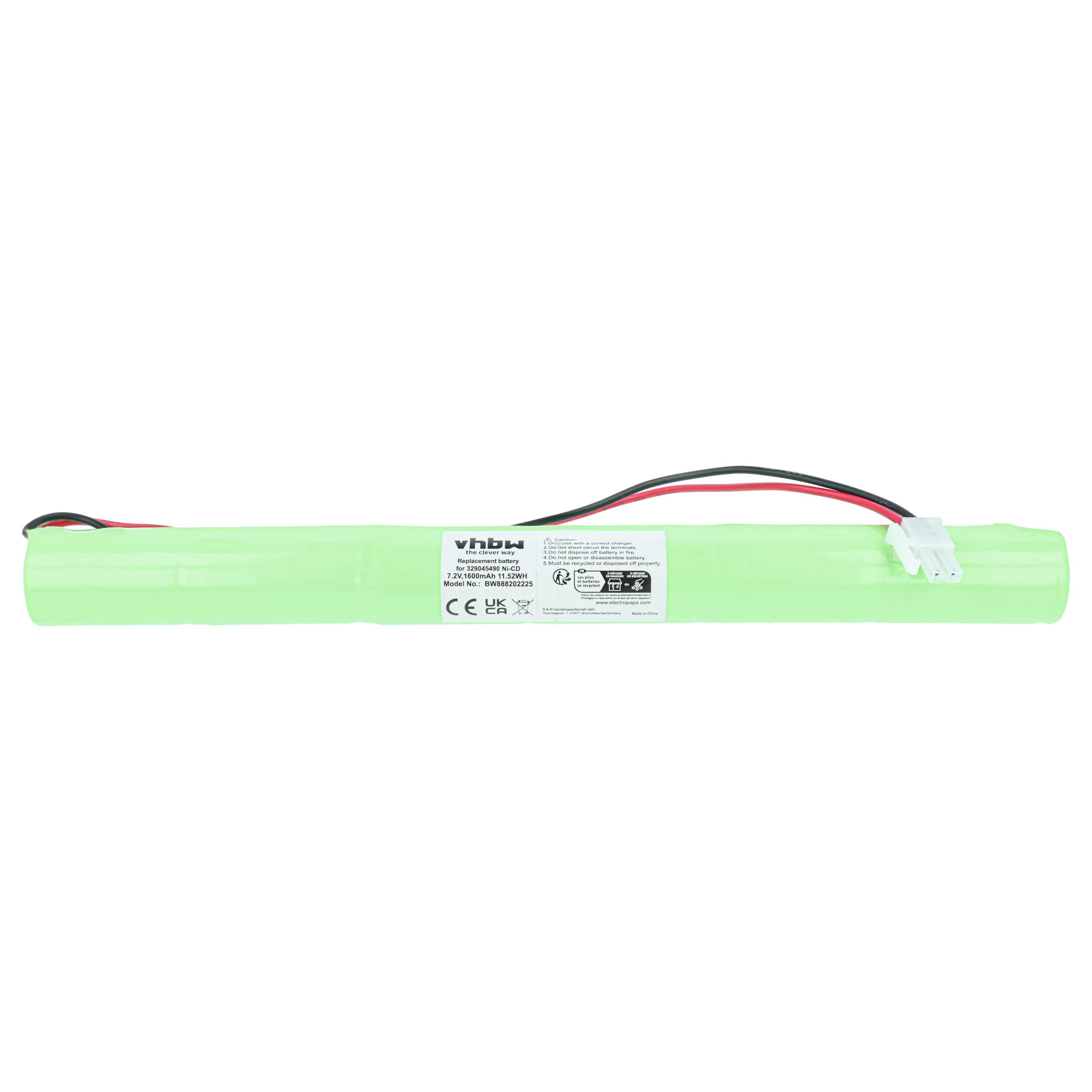 Emergency Light 10x Battery replaces BAES 329045490 - 1600 mAh 7.2 V NiCd