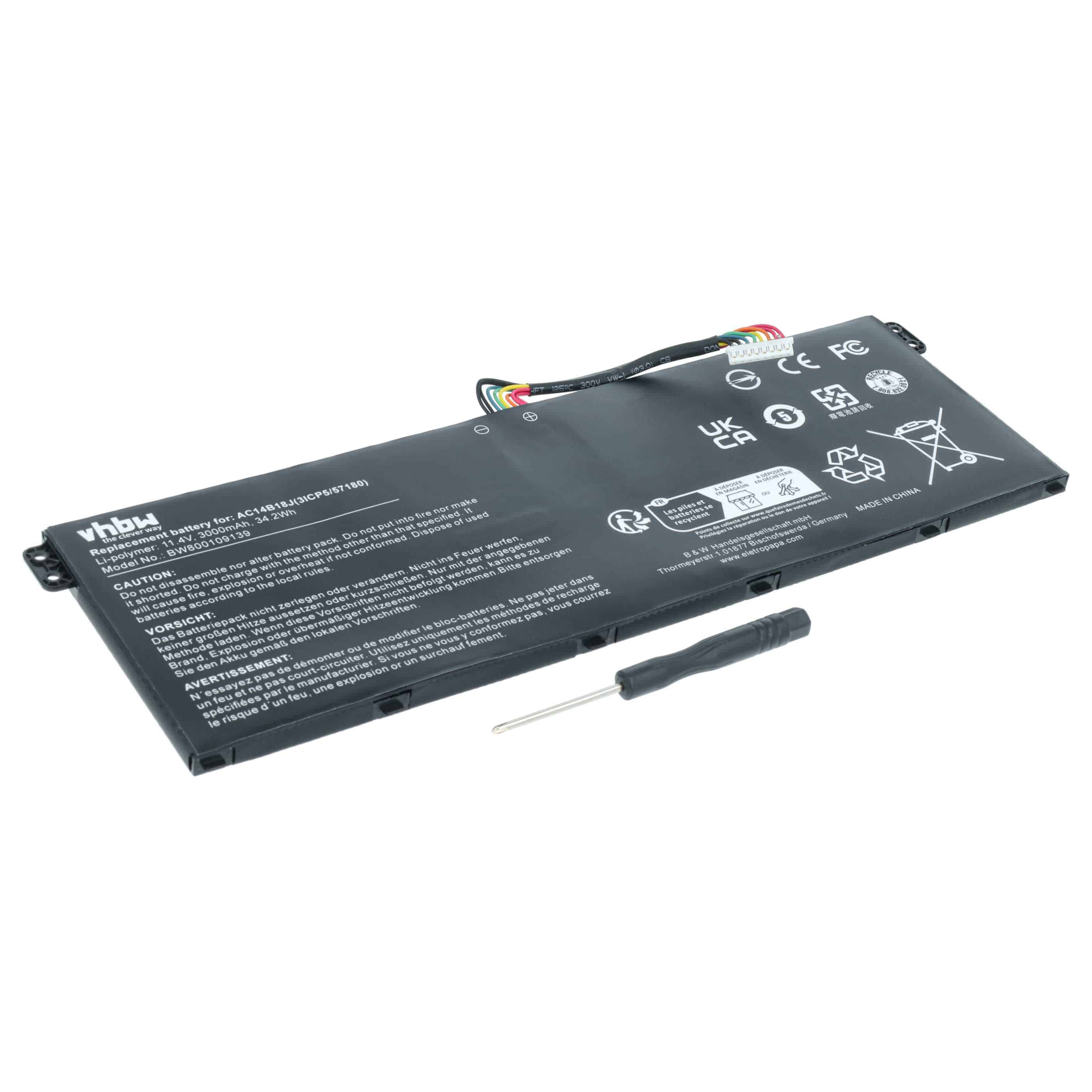 Akumulator do laptopa zamiennik Acer AC14B13J, 4ICP5/57/80, AC14B18J - 3000 mAh 11,4 V LiPo
