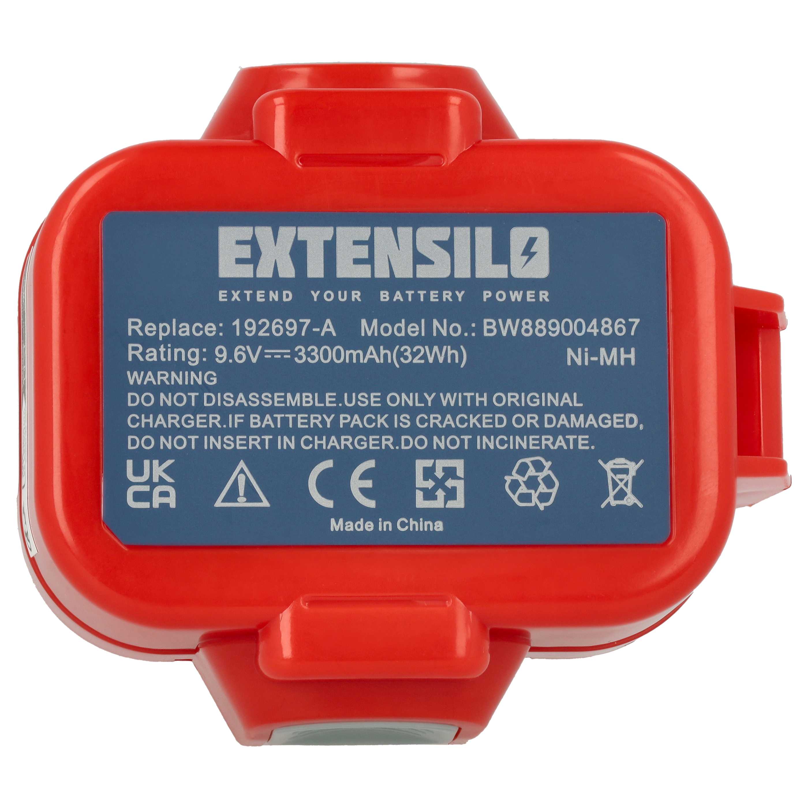 Batteria sostituisce Makita 192638-6, 192596-6, 193058-7, 192697-A, 192595-8 per attrezzo - 3,3Ah 9,6V NiMH