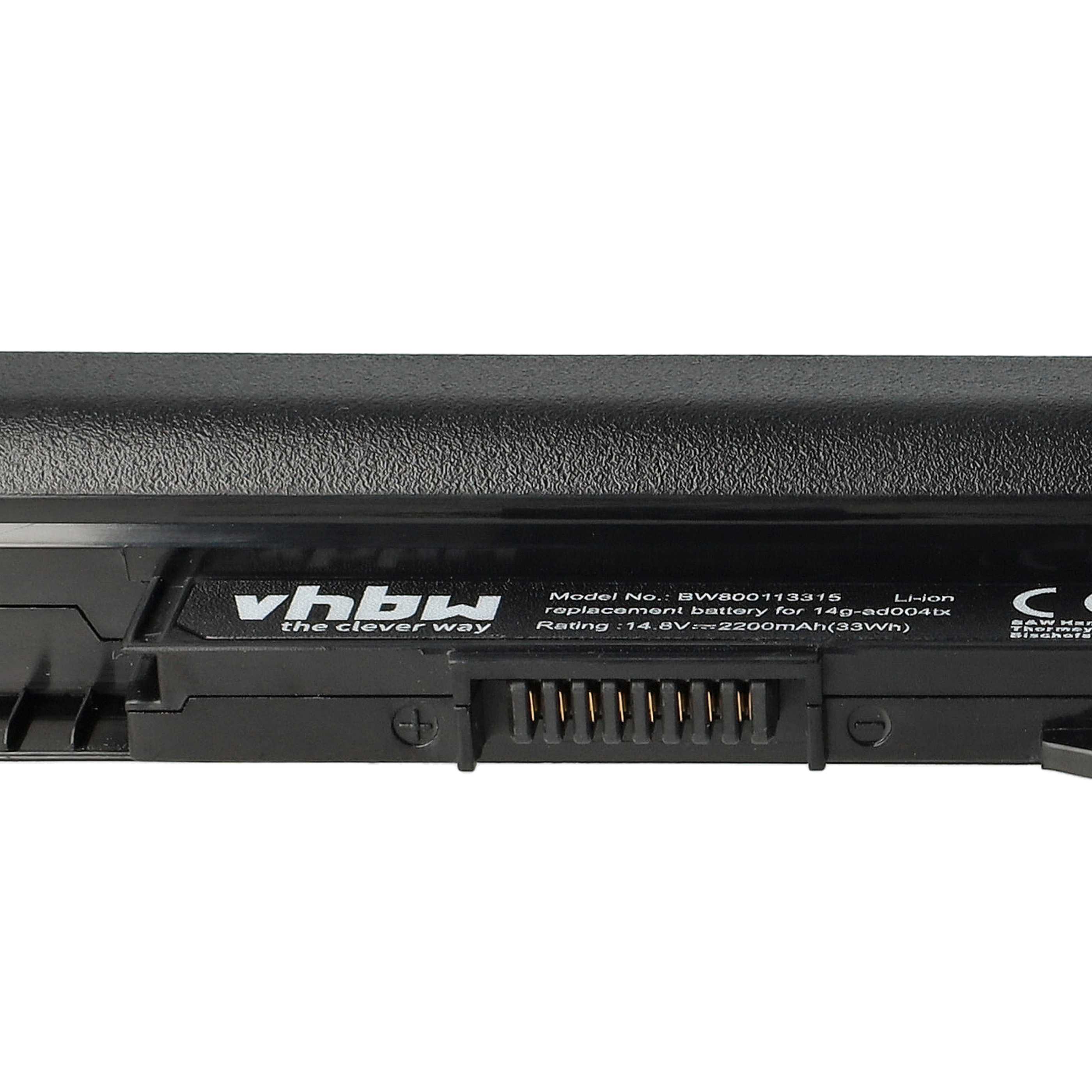 Notebook-Akku als Ersatz für HP 807611-141, 807611-421, 807611-831, 807611-131 - 2200mAh 14,8V Li-Ion, schwarz