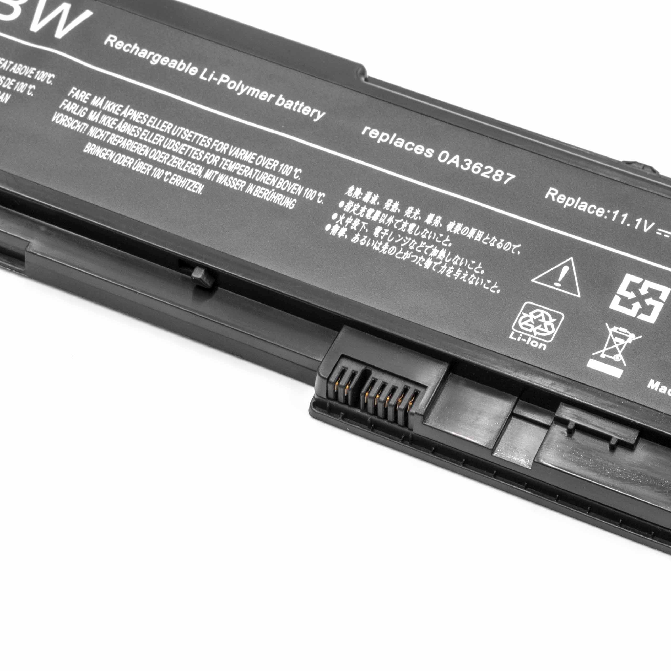Batterie remplace Lenovo 0A36309, 0A36287, 42T4844 pour ordinateur portable - 3600mAh 11,1V Li-polymère, noir