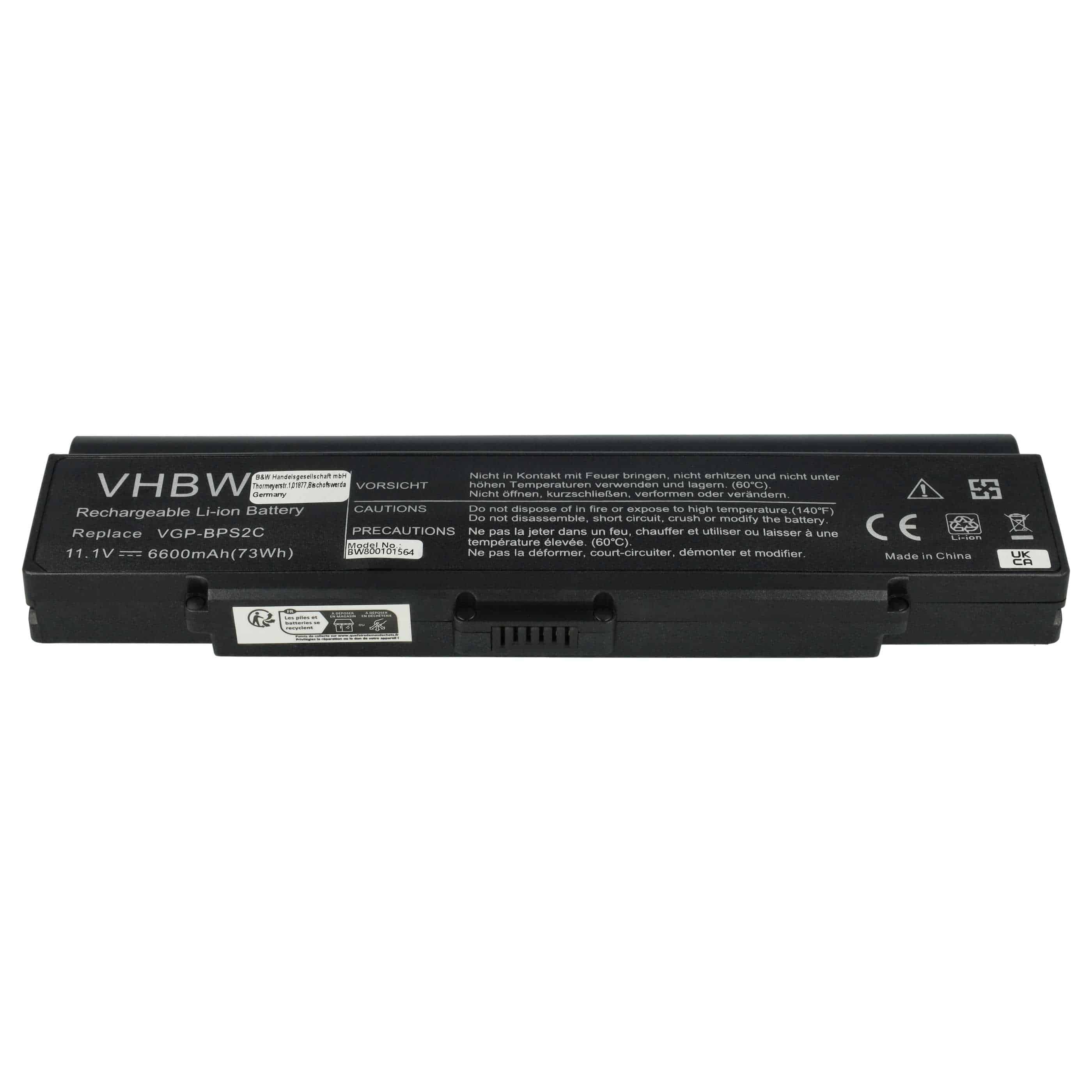 Akumulator do laptopa zamiennik Sony VGP-BPS2, VGP-BPS2A, VGP-BPL2C - 6600 mAh 11,1 V Li-Ion, czarny