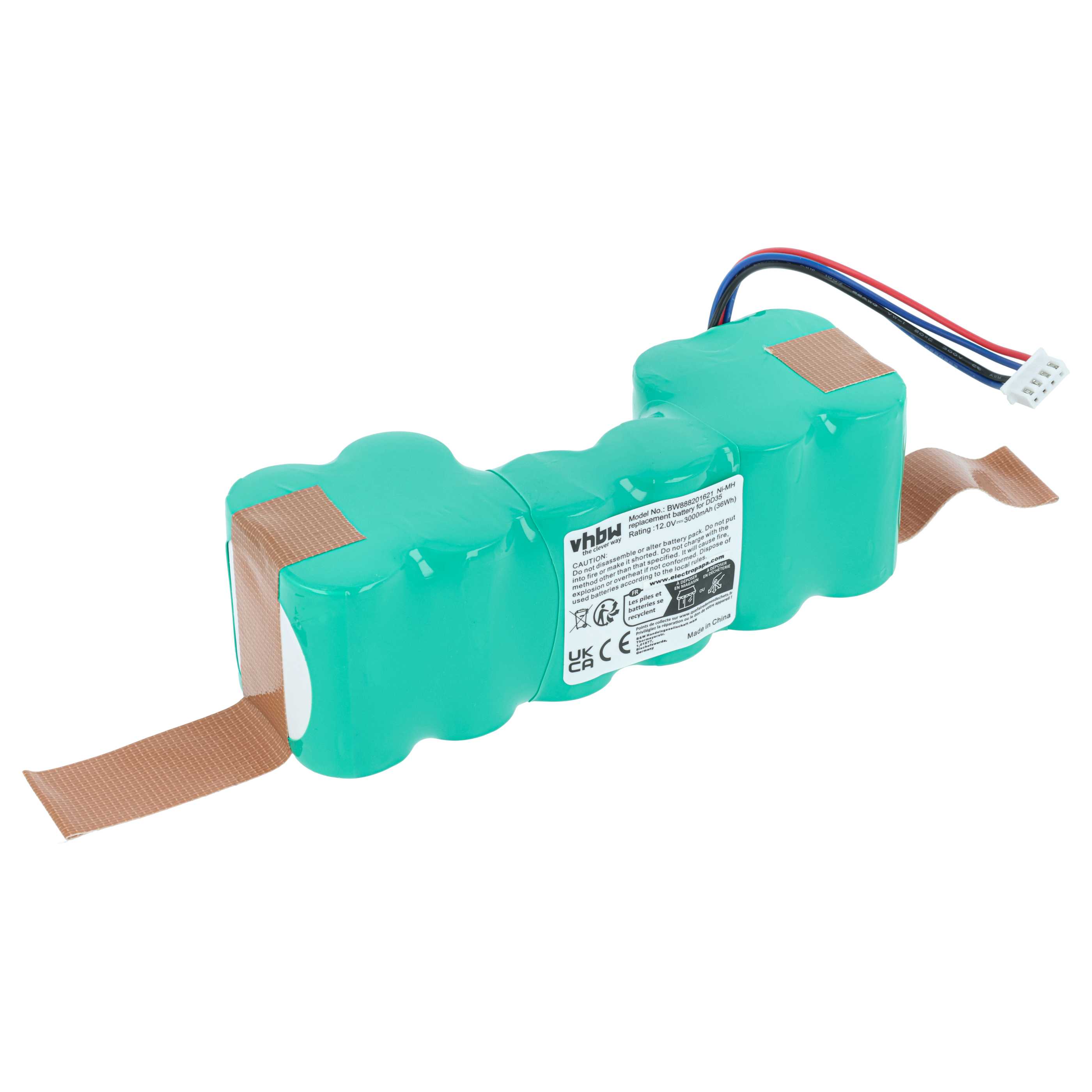 Batteria sostituisce Ecovacs 10001568, 10002167, DD4G, DM88, DD3G per robot aspiratore - 3000mAh 12V NiMH