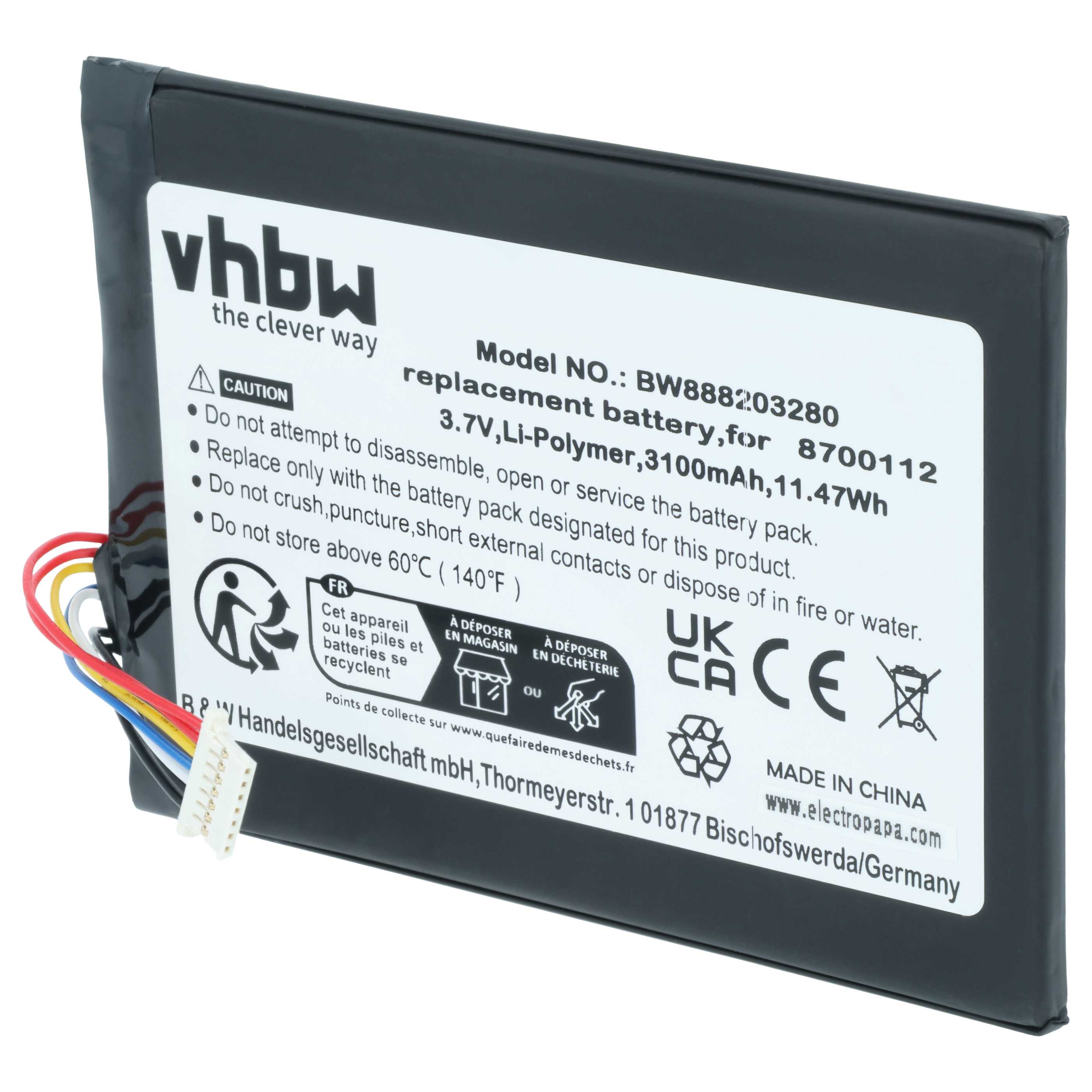 Batteria sostituisce Bang & Olufsen 8700112 per altoparlanti - 3100mAh 3,7V Li-Poly