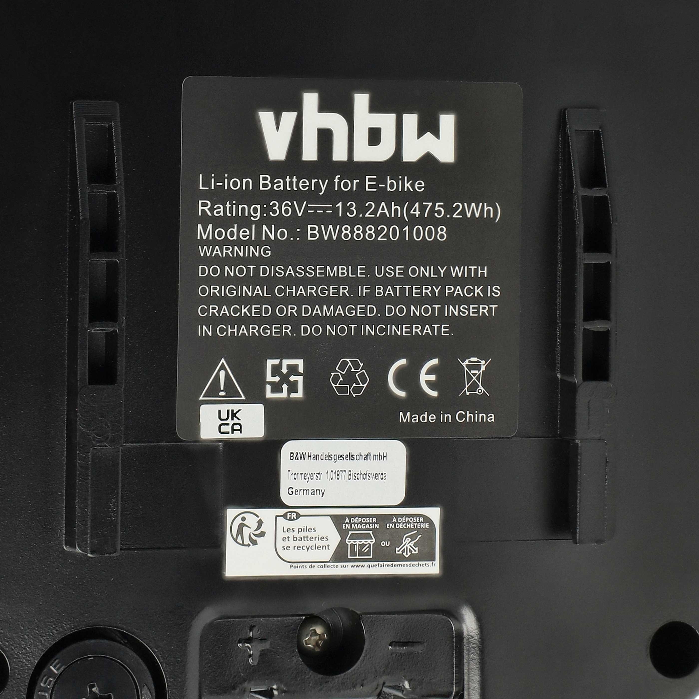 vhbw Batterie + socle et chargeur type frog pour E-Bike - 13,2 Ah