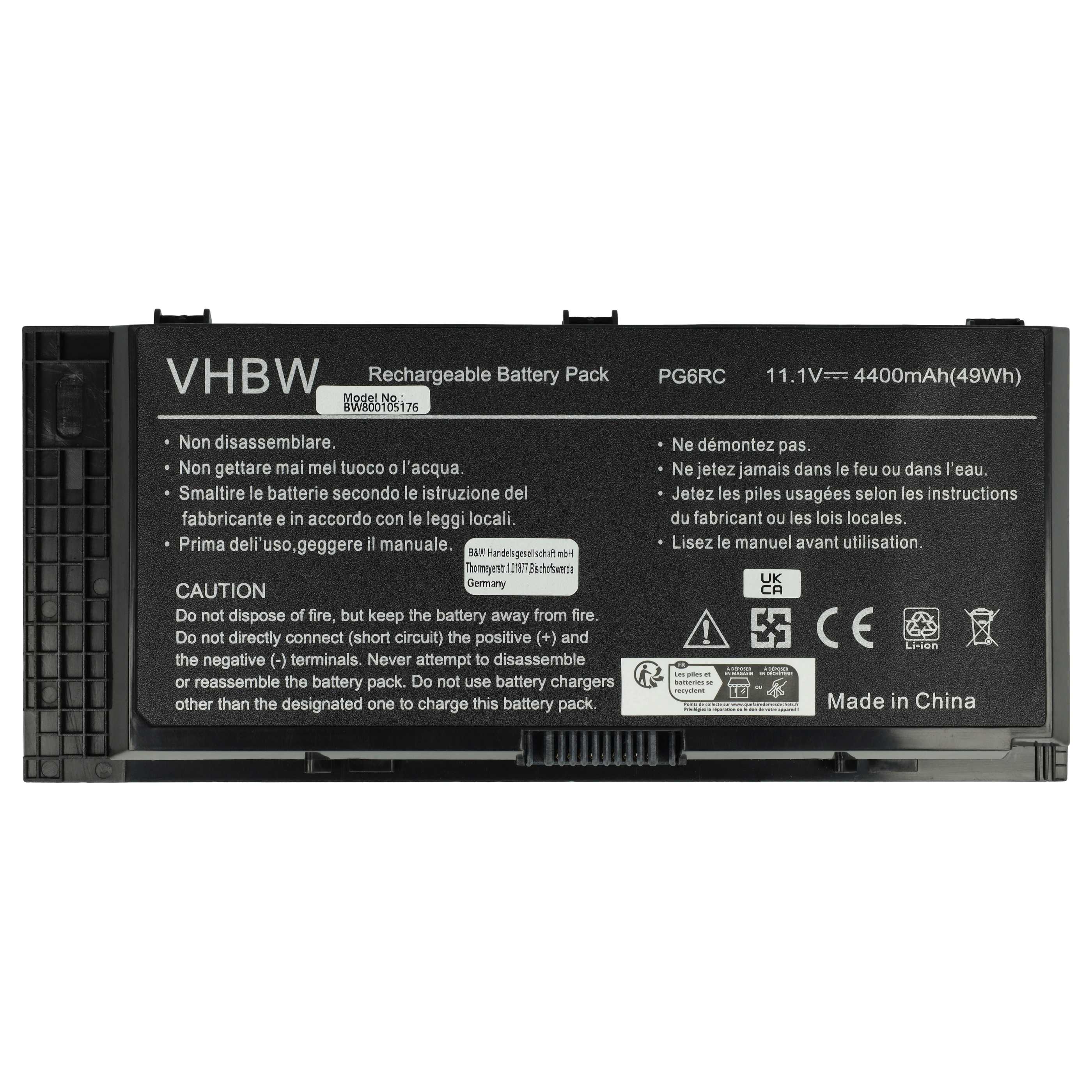 Akumulator do laptopa zamiennik Dell 0JHYP2, 0FVWT4, 0R7PND, 0PG6RC, 0RY6WH - 4400 mAh 11,1 V Li-Ion, czarny