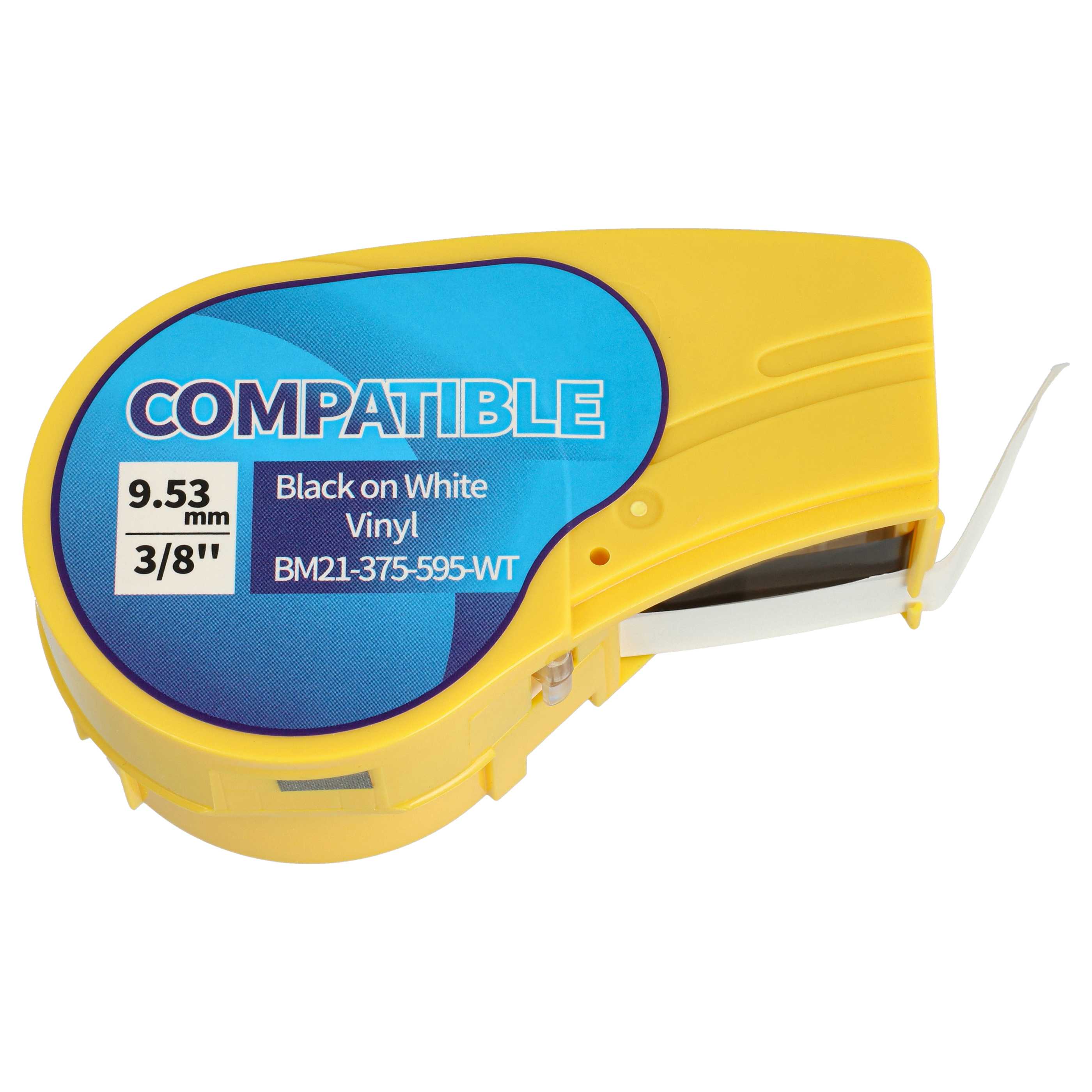 2x Schriftband als Ersatz für Brady M21-375-595-WT 9,35mm Schwarz auf Weiß, Vinyl