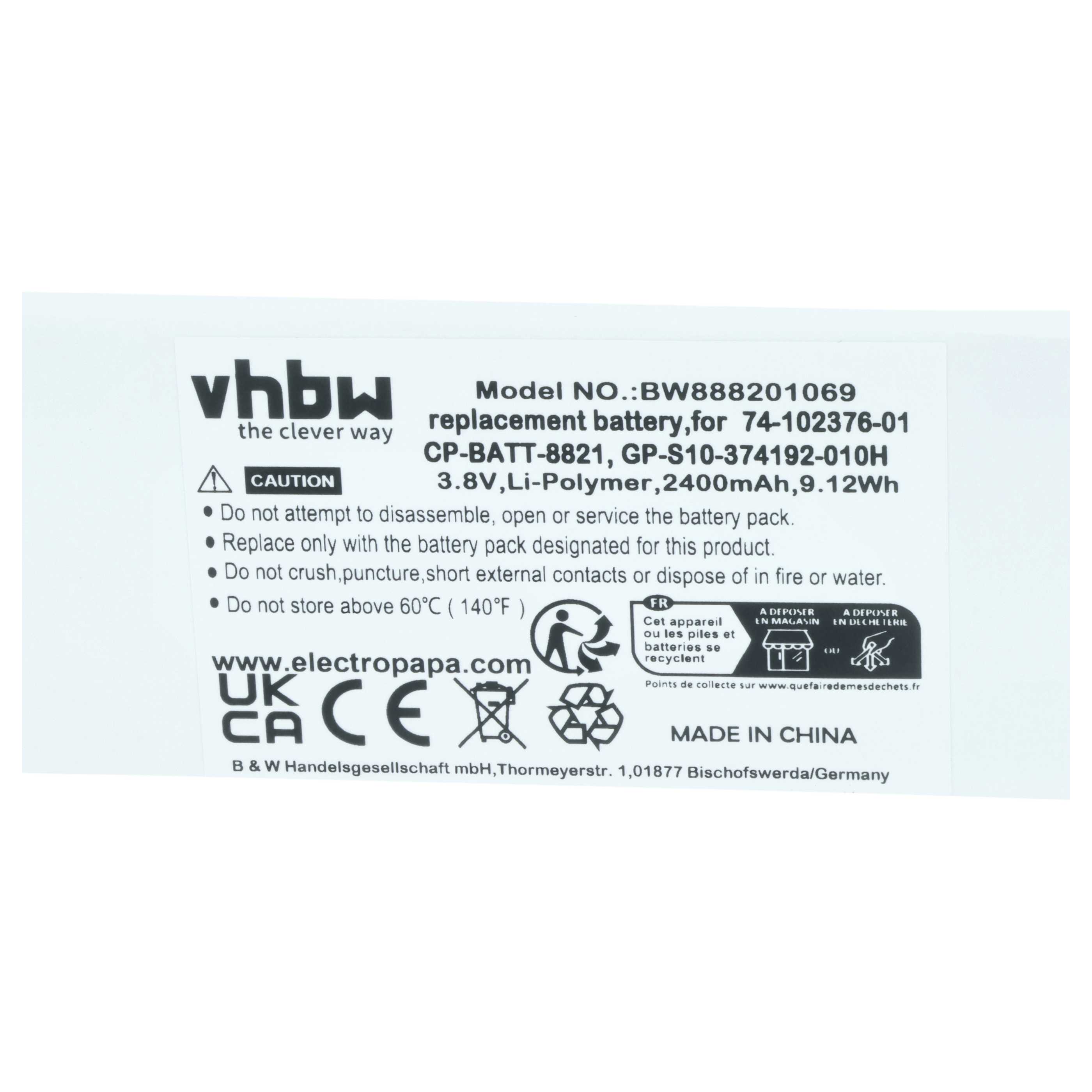 5x Akumulator do telefonu smartfona zamiennik Cisco 74-102376-01, CP-BATT-8821 - 2400 mAh 3,8 V LiPo