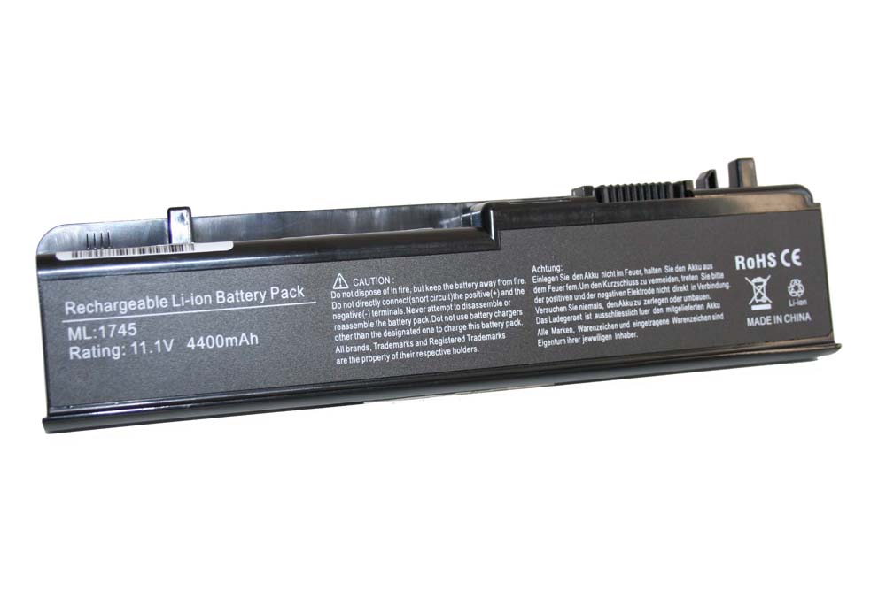 Notebook Battery Replacement for Dell 312-0196, 312-0186, N856P, M905P, N855P - 4400mAh 11.1V Li-Ion, black