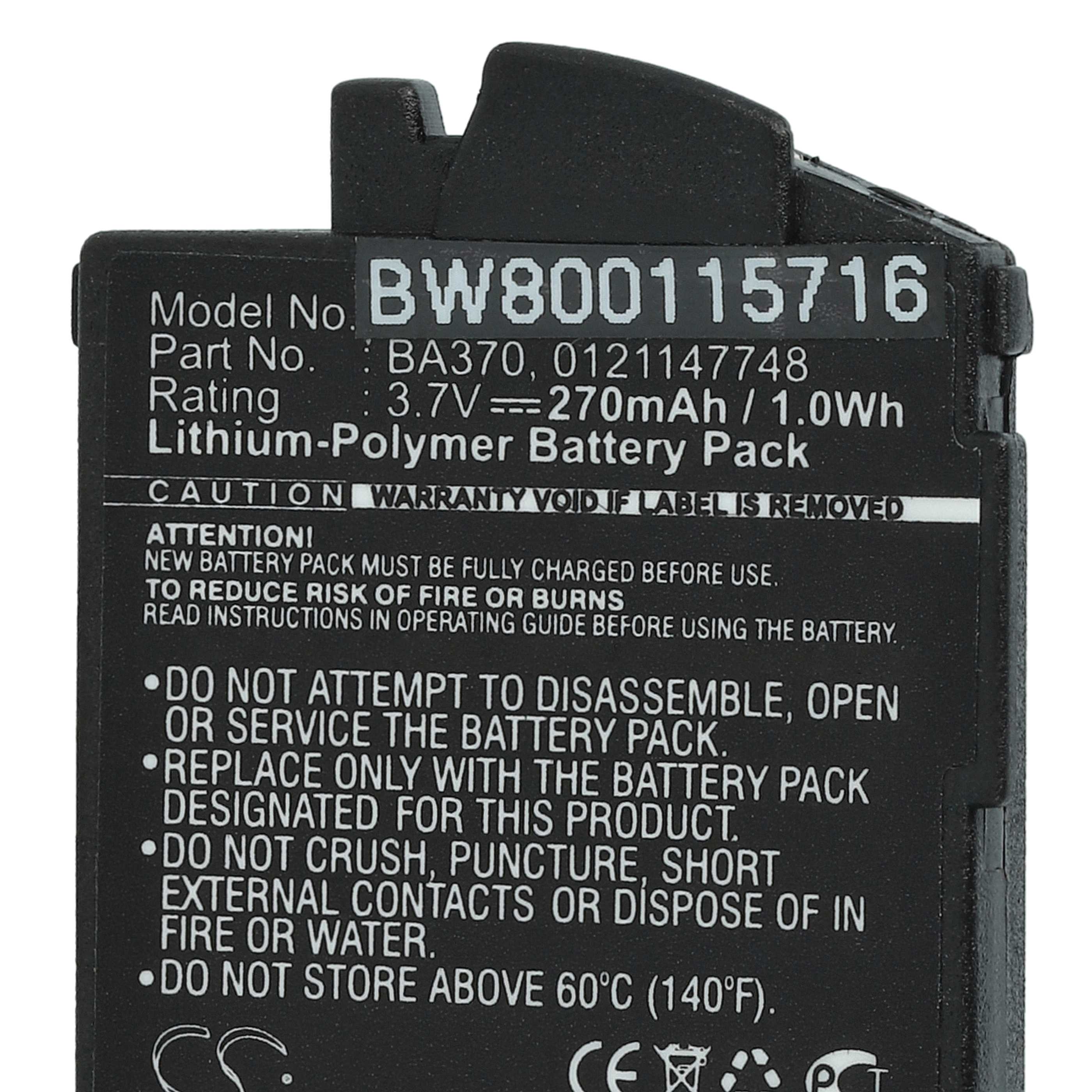 Wireless Headset Battery Replacement for Sennheiser 0121147748, BA370, BA 370 PX - 270 mAh 3.7 V Li-polymer