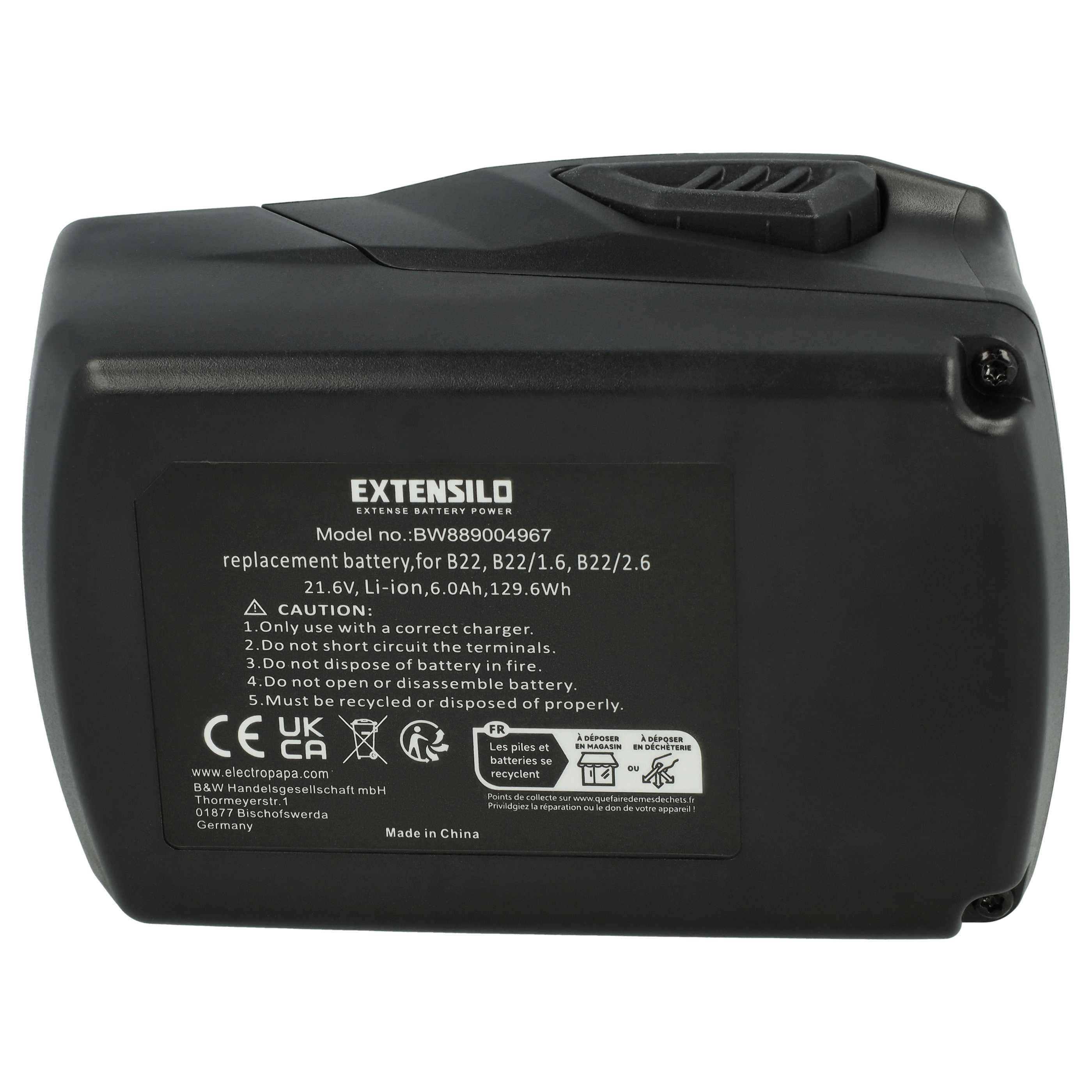 Akku 21,6V als Ersatz für Hilti B22, B22/1.6, 426176, 2018498, 2136393, 2136395, 2183185 - 6Ah, Li-Ion