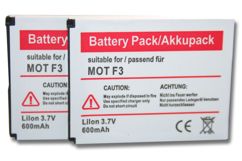 Akku (2 Stück) als Ersatz für AVM EAC62339101, BAK130506, 312BAT006, 100402, 312BAT016 - 600mAh 3,7V Li-Ion