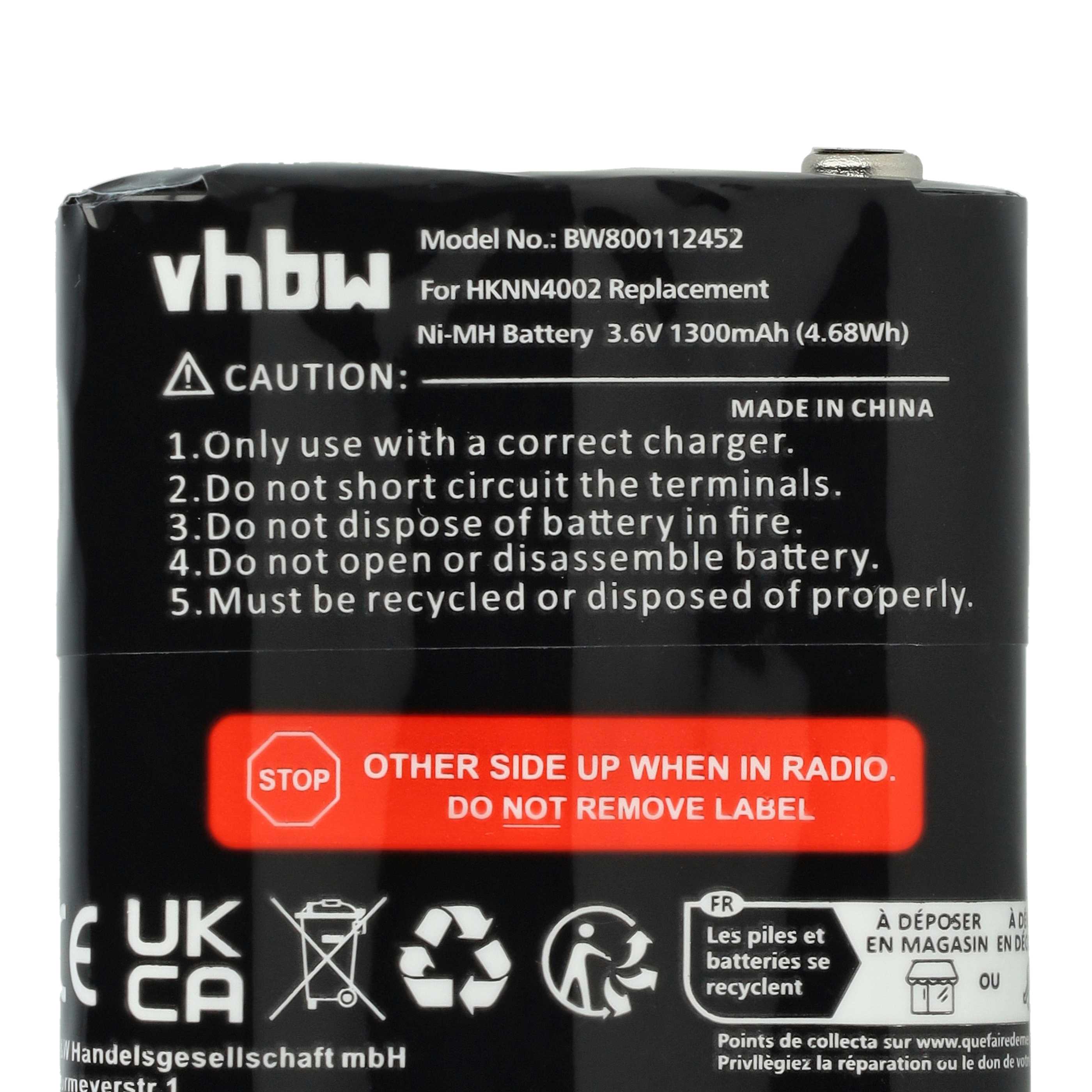 Radio 10x Battery replaces Motorola FRS-4002A, HKNN4002B, HKNN4002A, 56315, 4002A - 1300 mAh 3.6 V NiMH