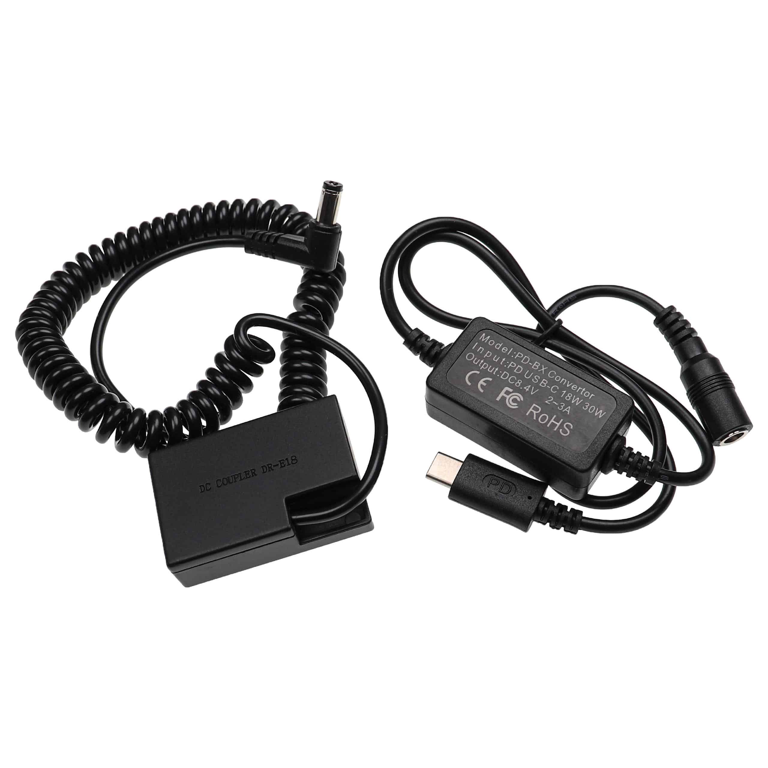 USB Power Supply replaces ACK-E18 for Camera + DC Coupler as Canon DR-E18 - 2 m, 8.4 V 3.0 A