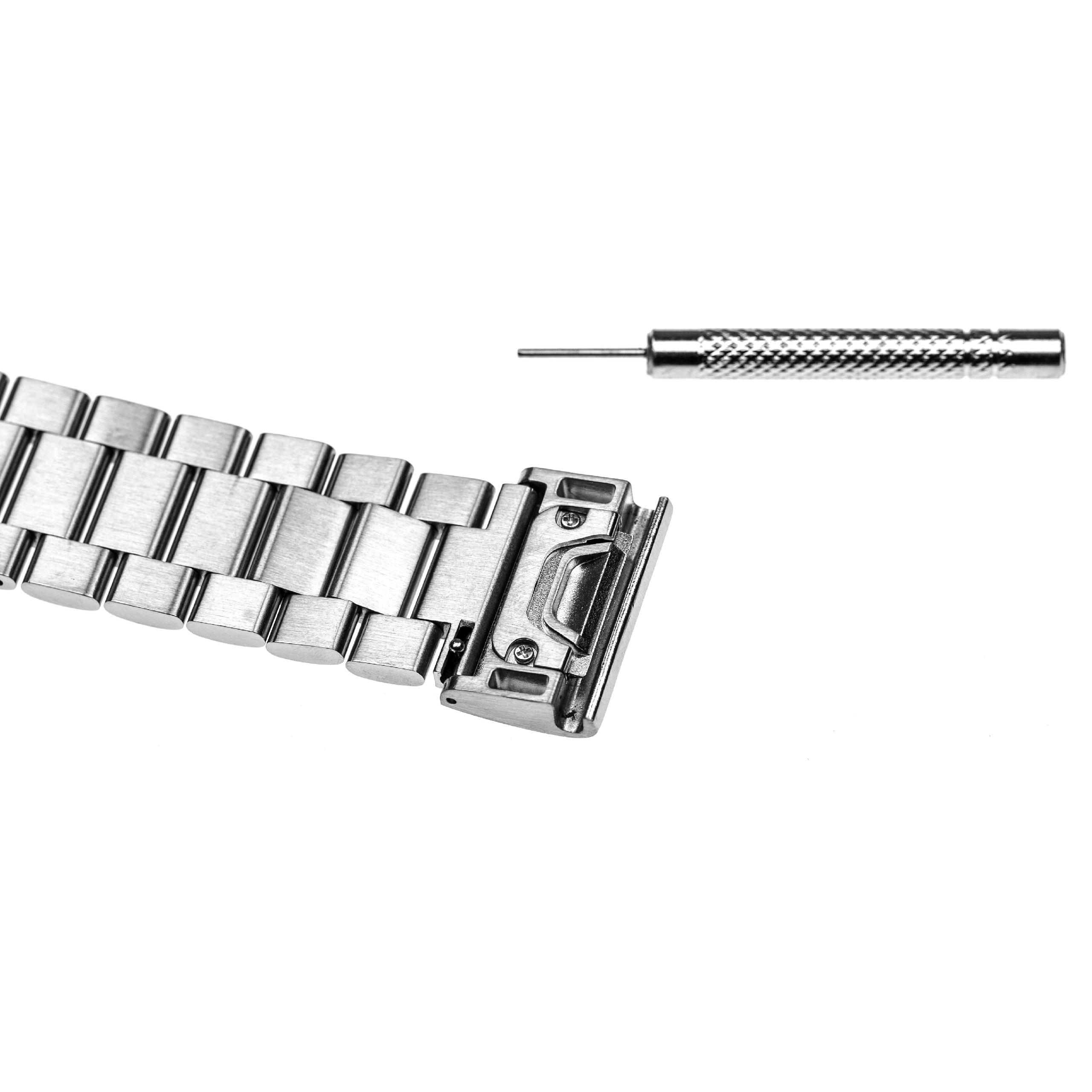 wristband for Garmin Fenix Smartwatch - 20.4 cm long, 26mm wide, stainless steel, silver