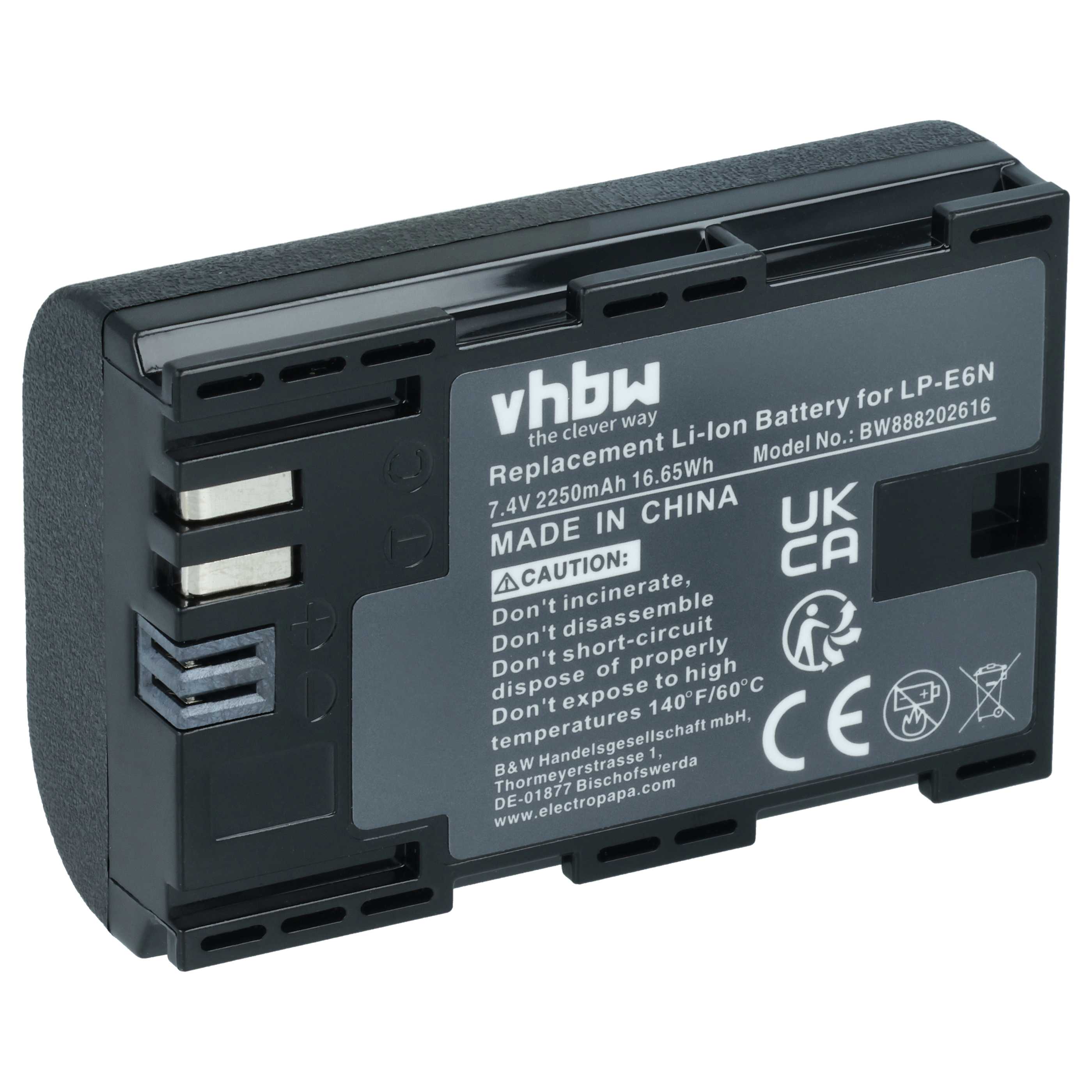 Kamera-Akku als Ersatz für Canon LP-E6N für Blackmagic - 2250mAh 7,4V Li-Ion mit Infochip
