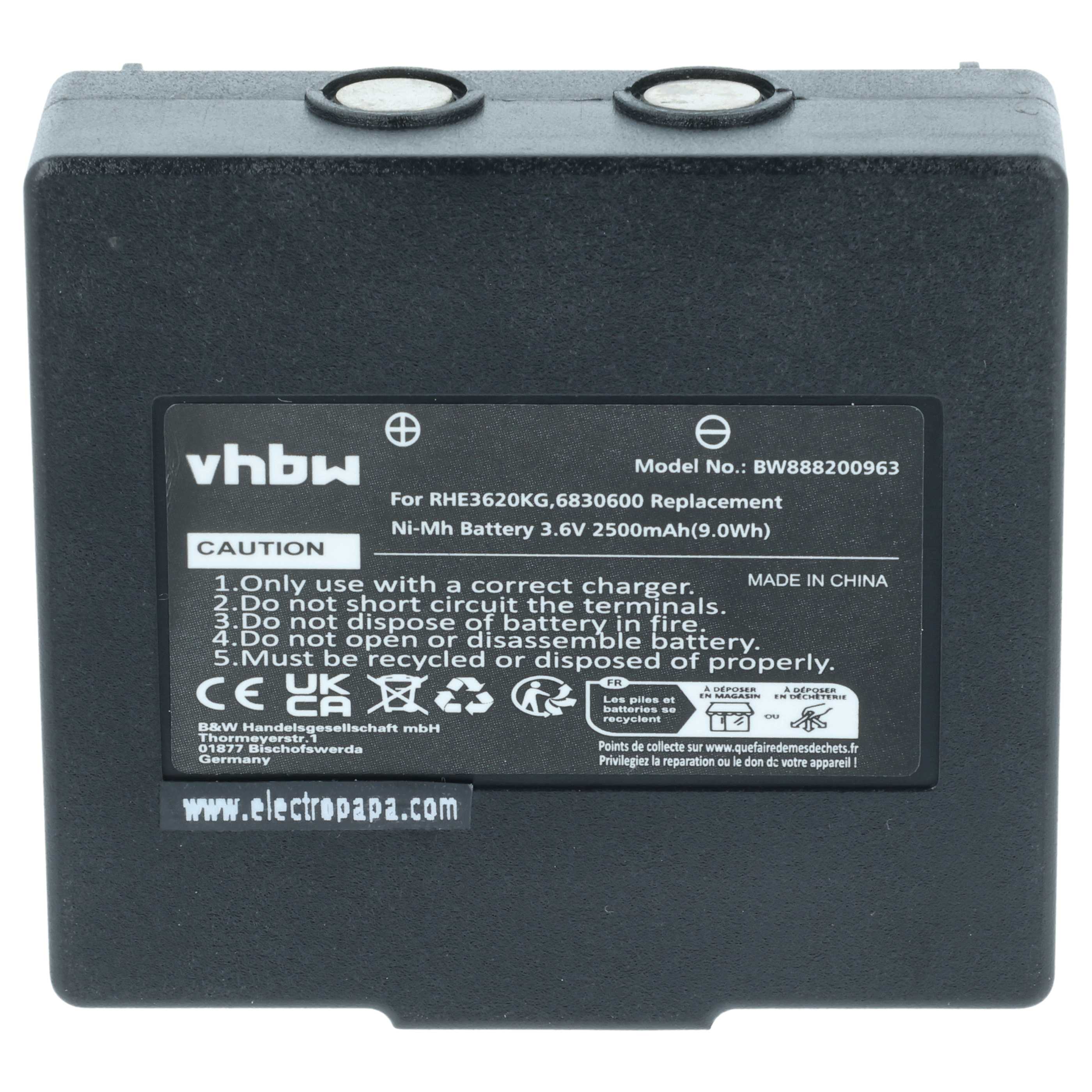 Battery as Replacement for Abitron KH68300990, EX2-22 Remote Control - 2500 mAh 3.6 V NiMH