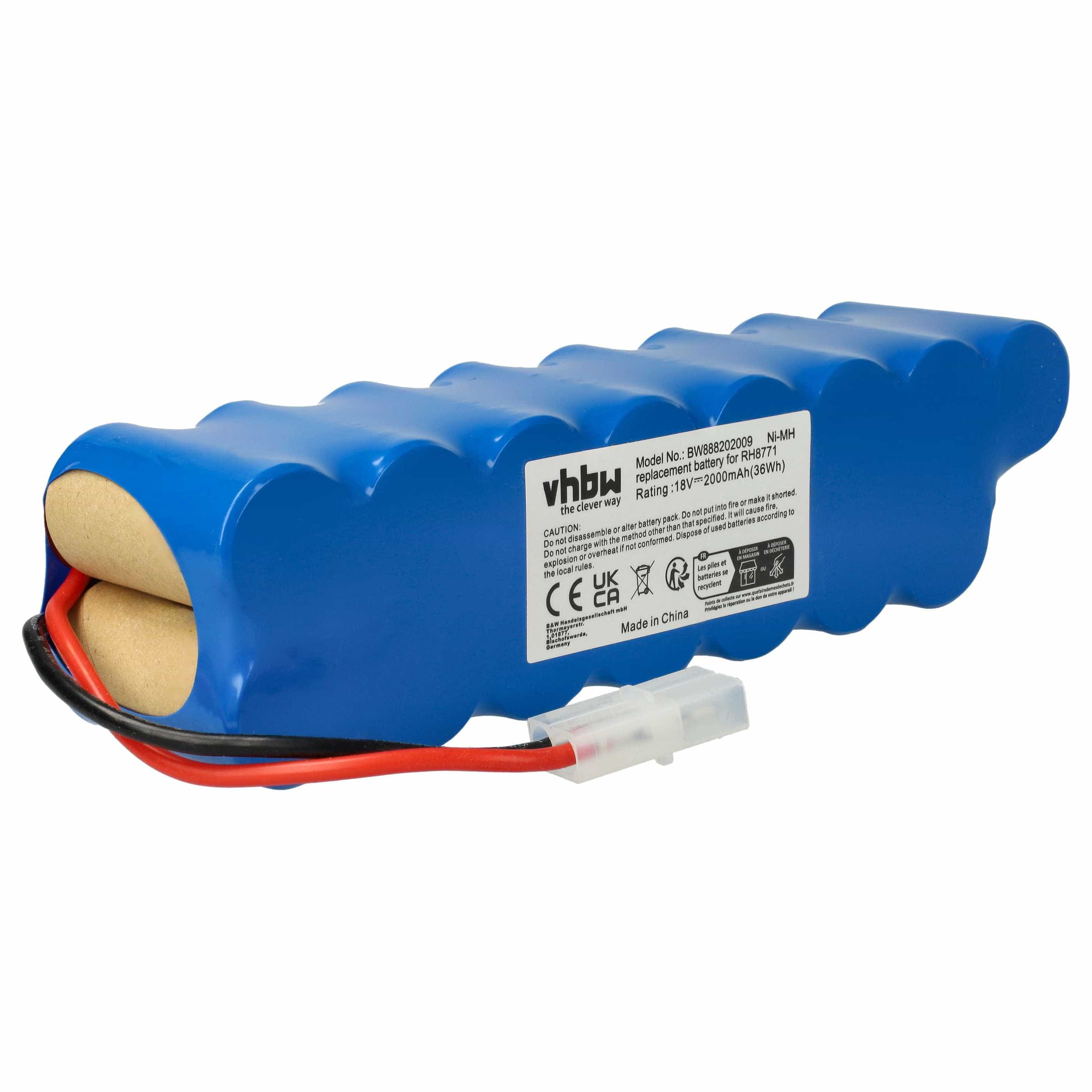 Battery replaces Rowenta RD-ROW18VA for Rowenta 2000mAh, 18V, NiMH