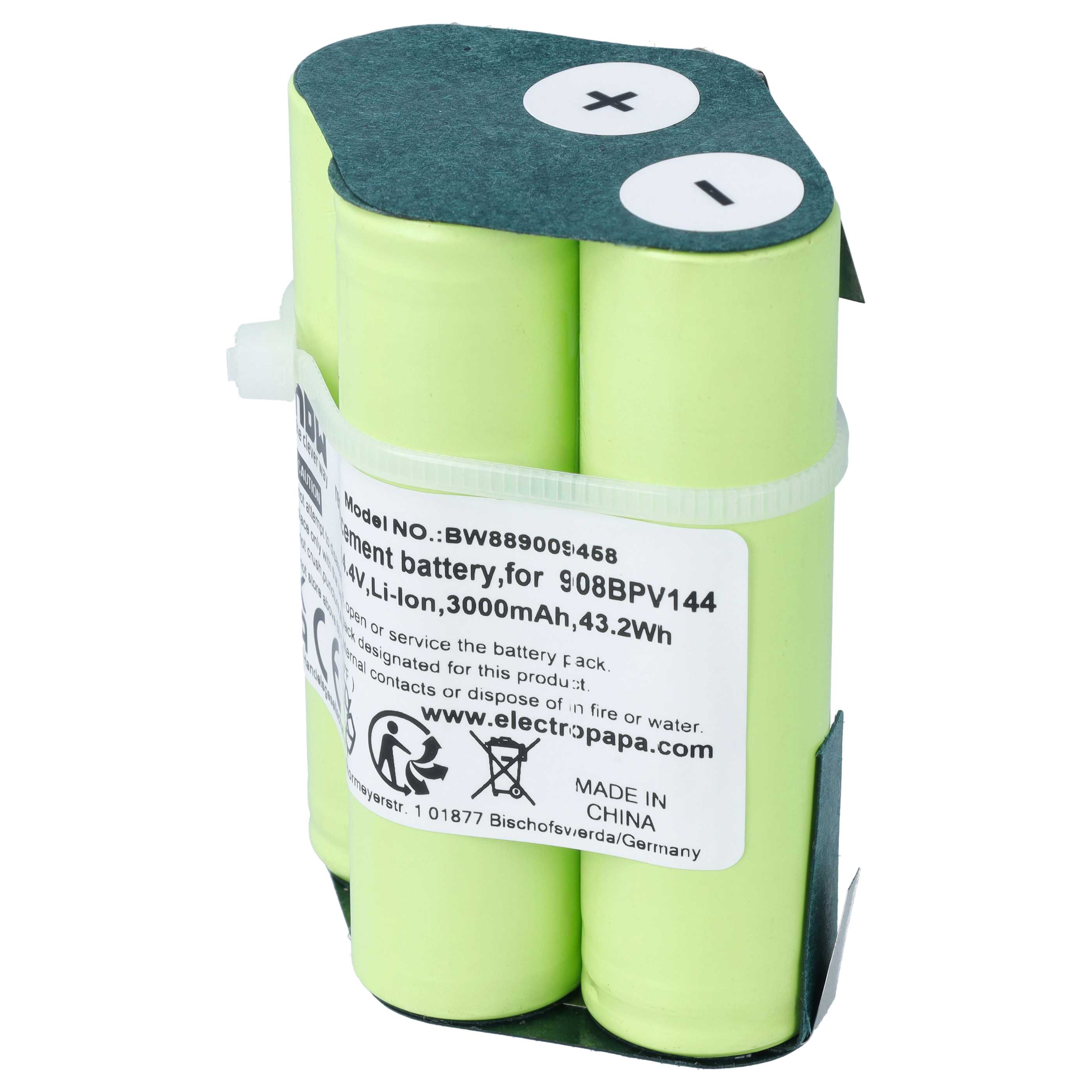 Akku als Ersatz für Bosch 908BPV144 für Bosch Staubsauger - 3000mAh 14,4V Li-Ion