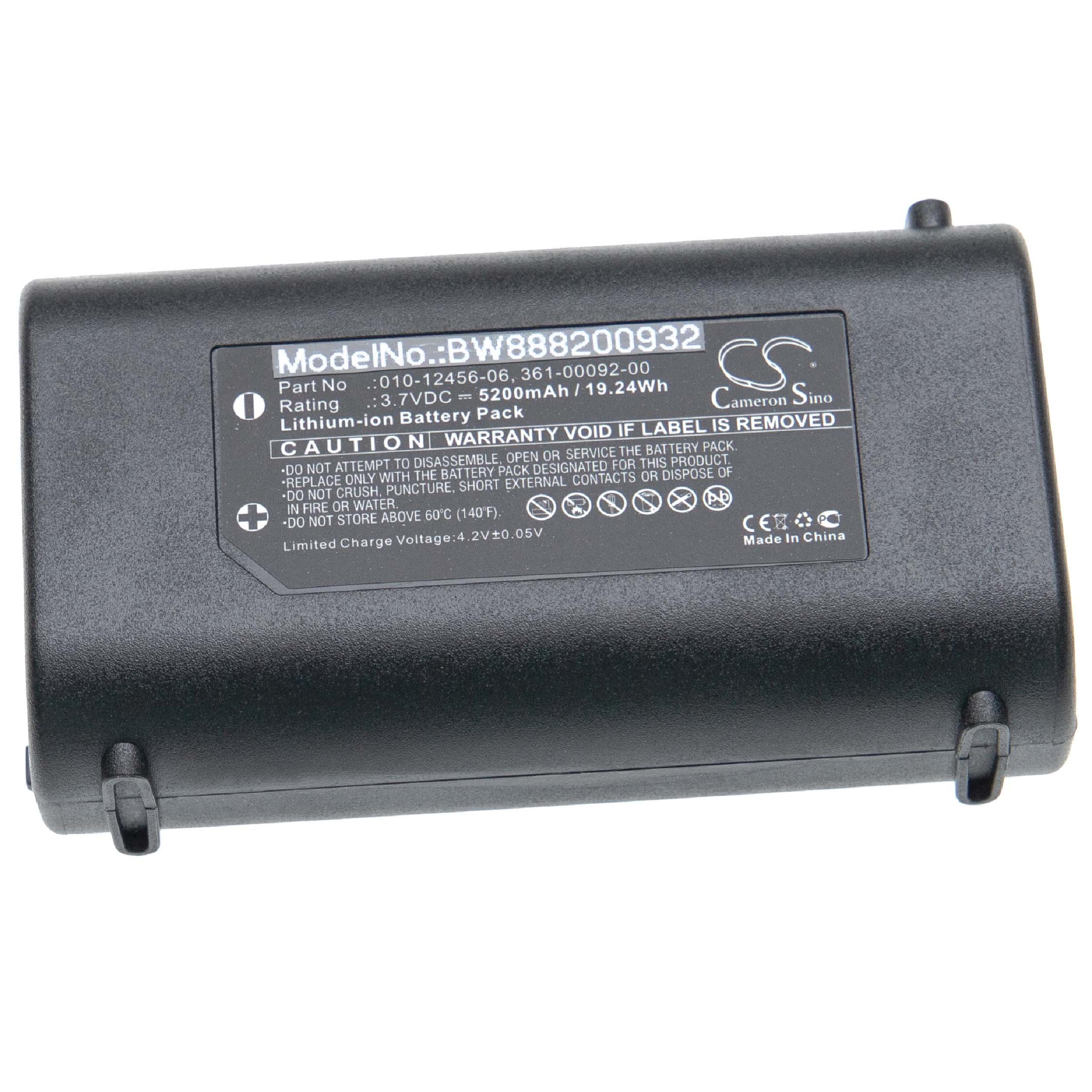 Batería reemplaza Garmin 010-12456-06, 361-00092-00 para localizador GPS - 5200mAh 3,7V Li-Ion
