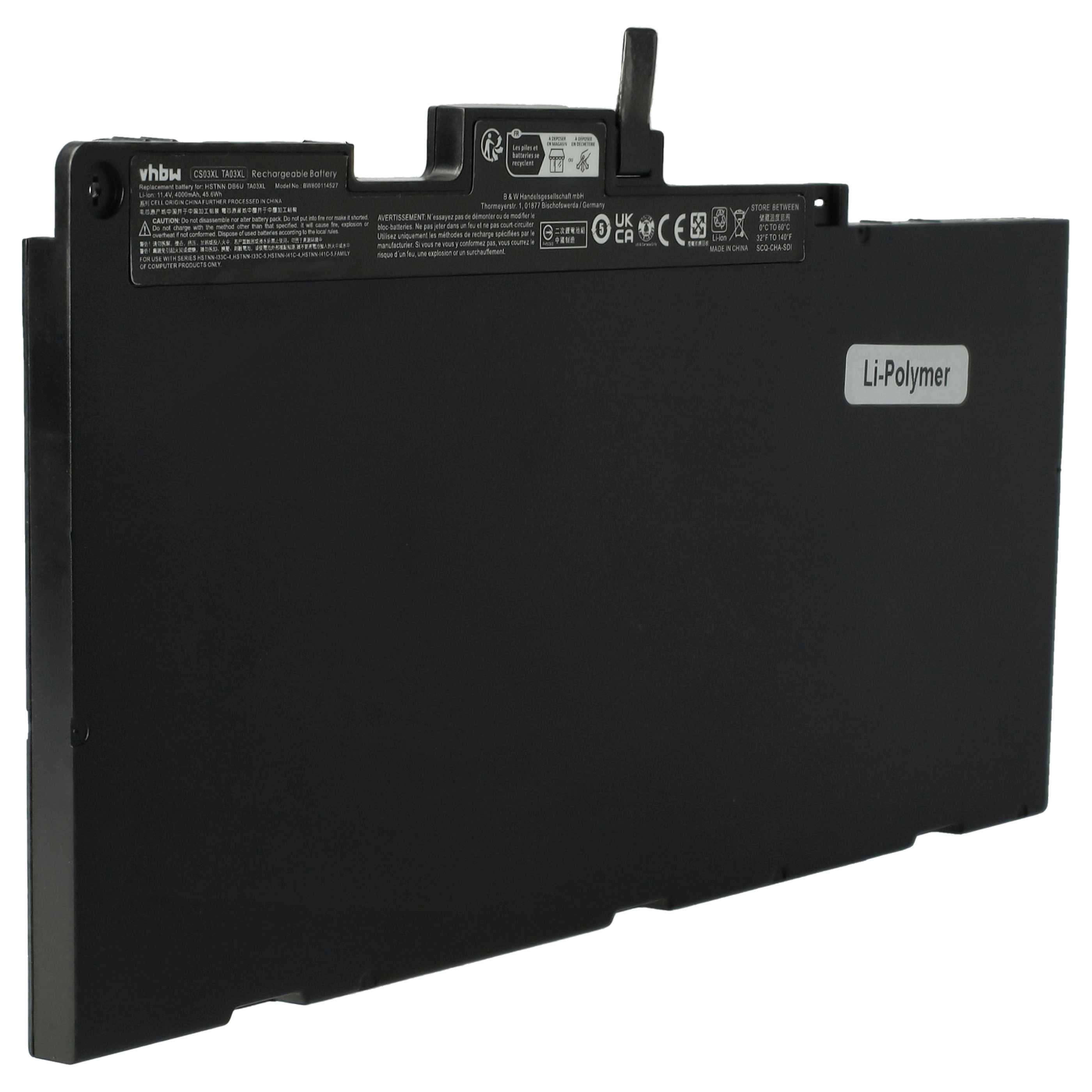 Batterie remplace HP 800513-001, 800231-141 pour ordinateur portable - 4000mAh 11,4V Li-polymère, noir