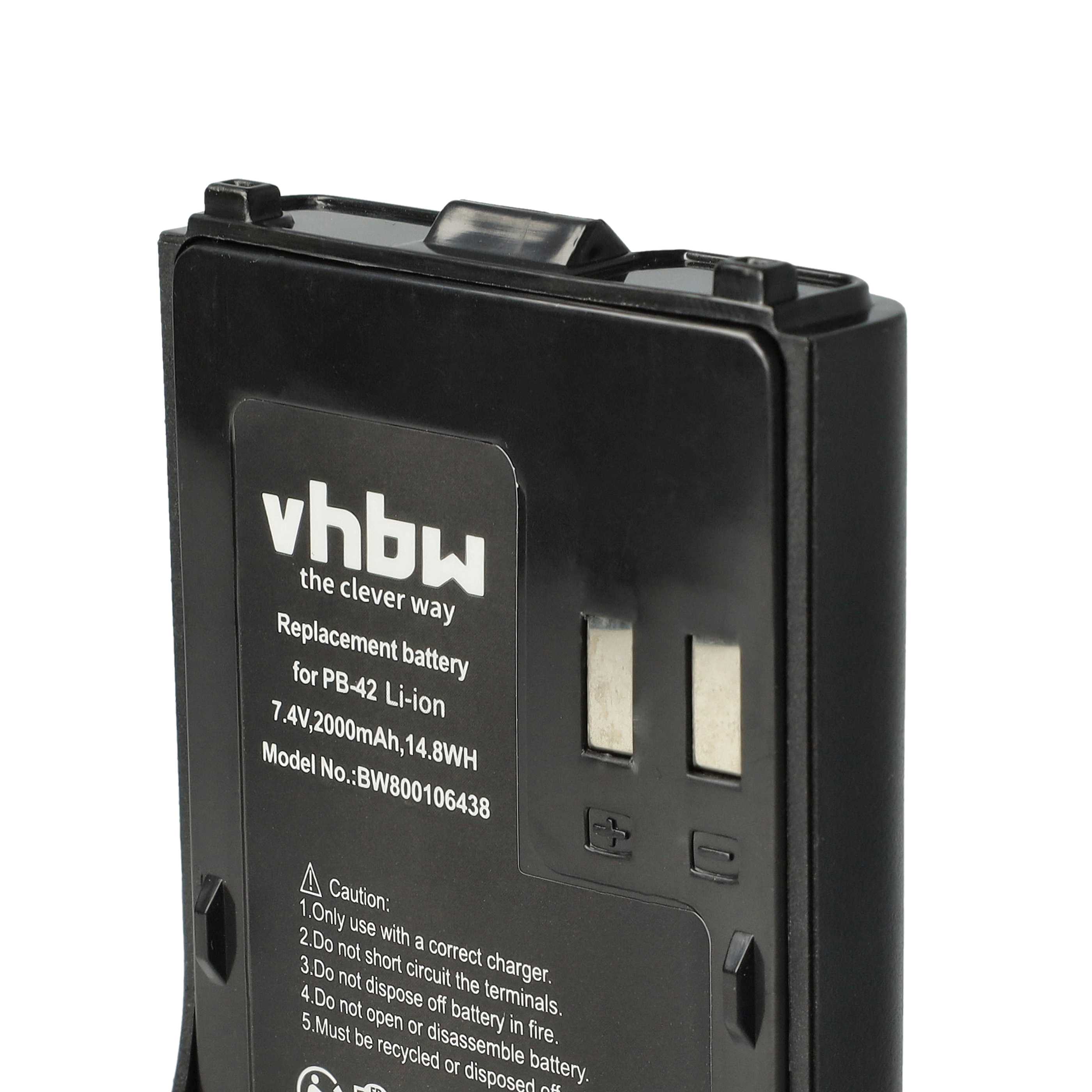 2x Batteria sostituisce Kenwood PB-42Li, PB-42L, PB-42 per dispositivo radio - 2000mAh 7,4V Li-Ion