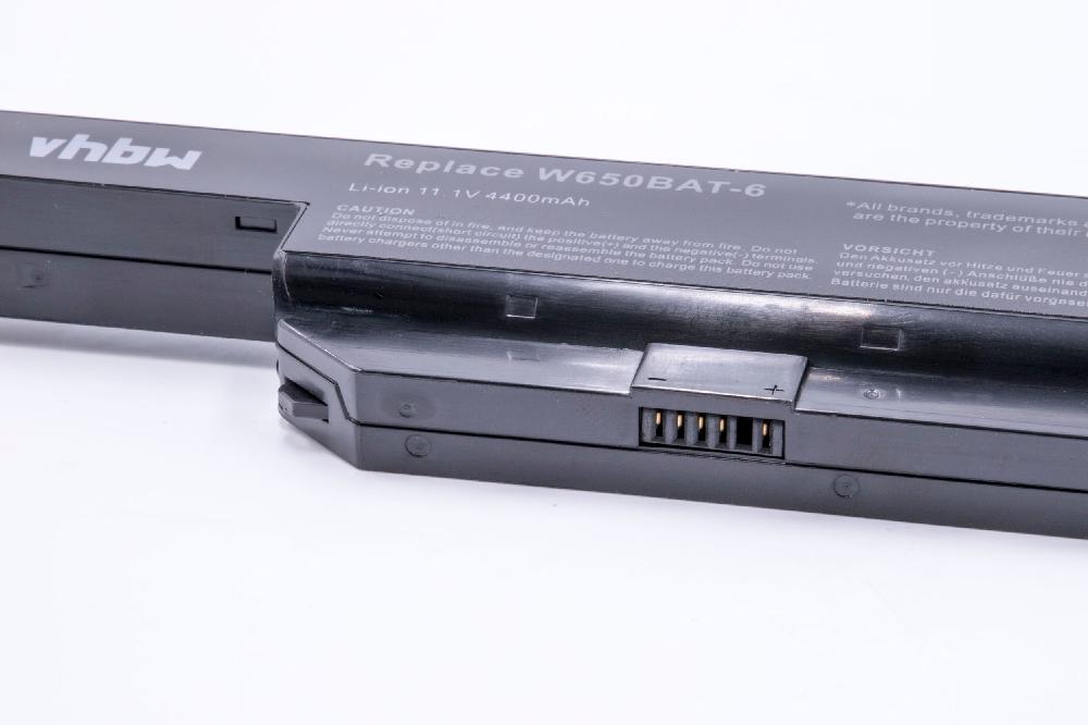 Batterie remplace Clevo 6-87-W650S-4D4A pour ordinateur portable - 4400mAh 11,1V Li-ion, noir