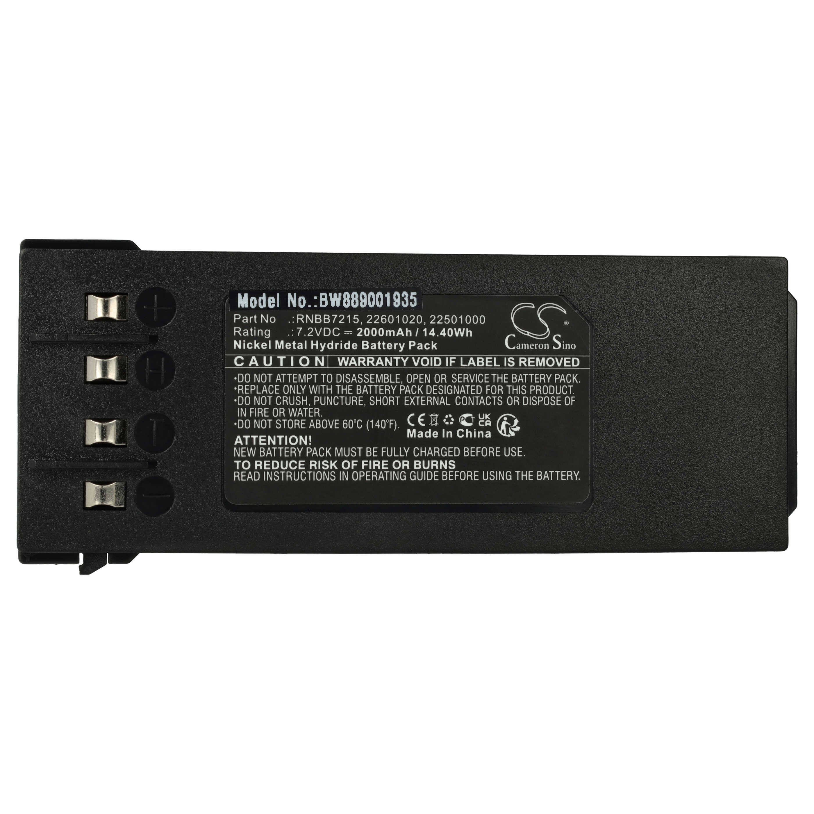 Battery as Replacement for Hiab 2.250.2011, 2.250.1000, 2.250.2010 Remote Control - 2000 mAh 7.2 V NiMH