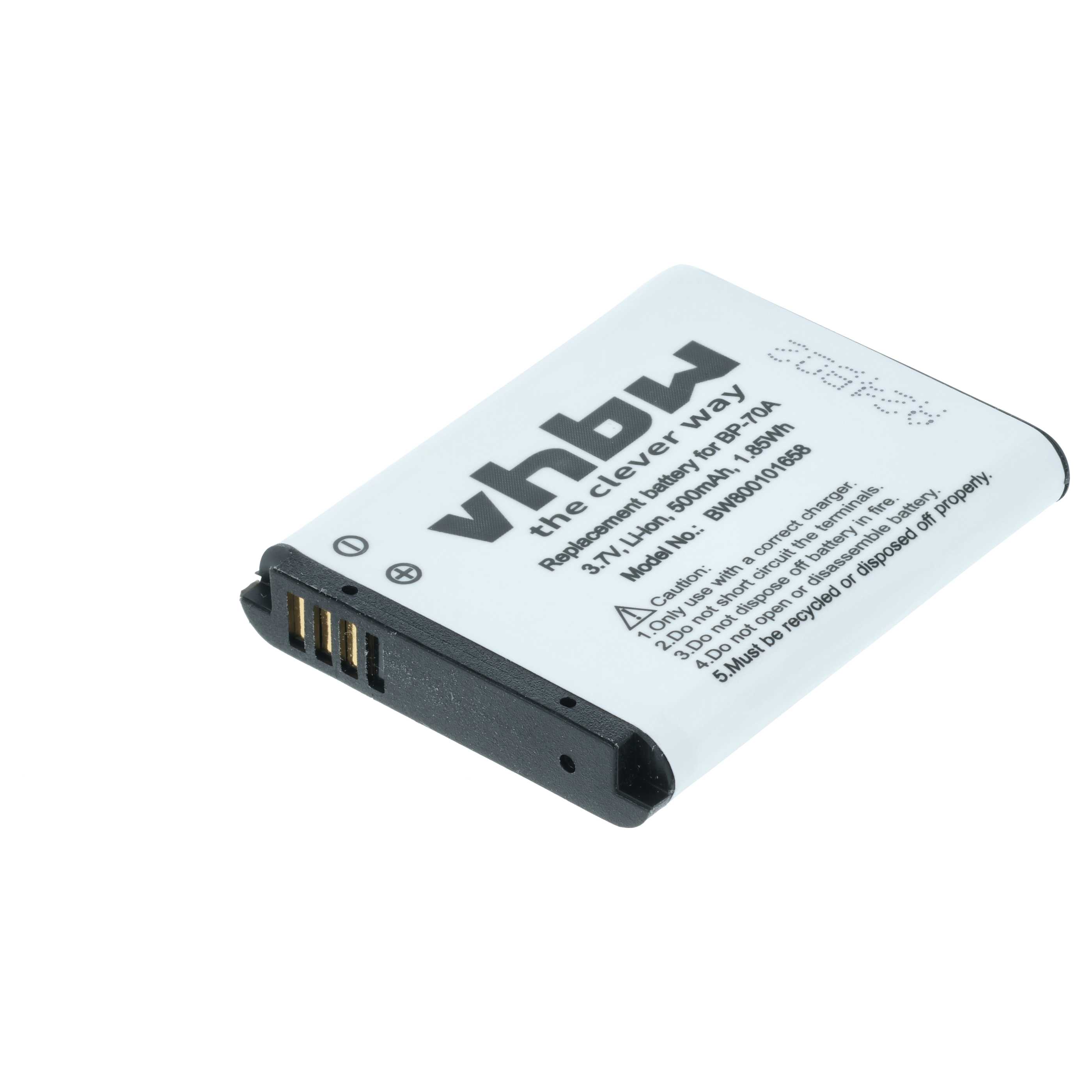 Batteria sostituisce Samsung BP70a, BP-70a, SLB-70A, EA-BP70A per fotocamera - 500mAh 3,6V Li-Ion