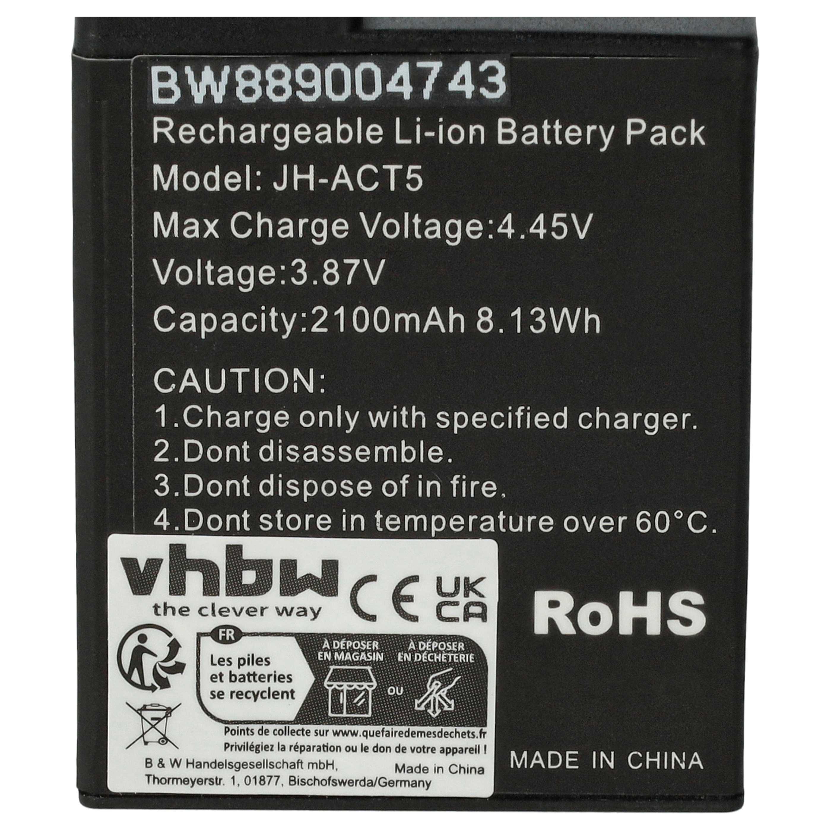 Battery replaces DJI BCX204-1950-3.87, CP.OS.00000370.01, JH-ACT5 - 2100mAh, 3.8V, Li-Ion