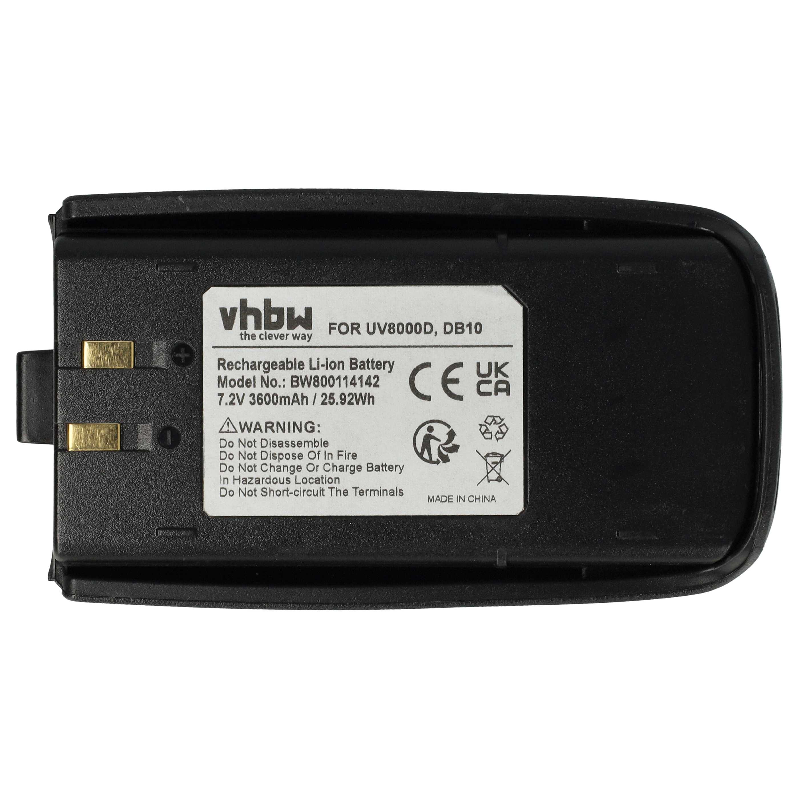 Radio 2x Battery replaces UV8000D, DB10 - 3600 mAh 7.2 V Li-Ion