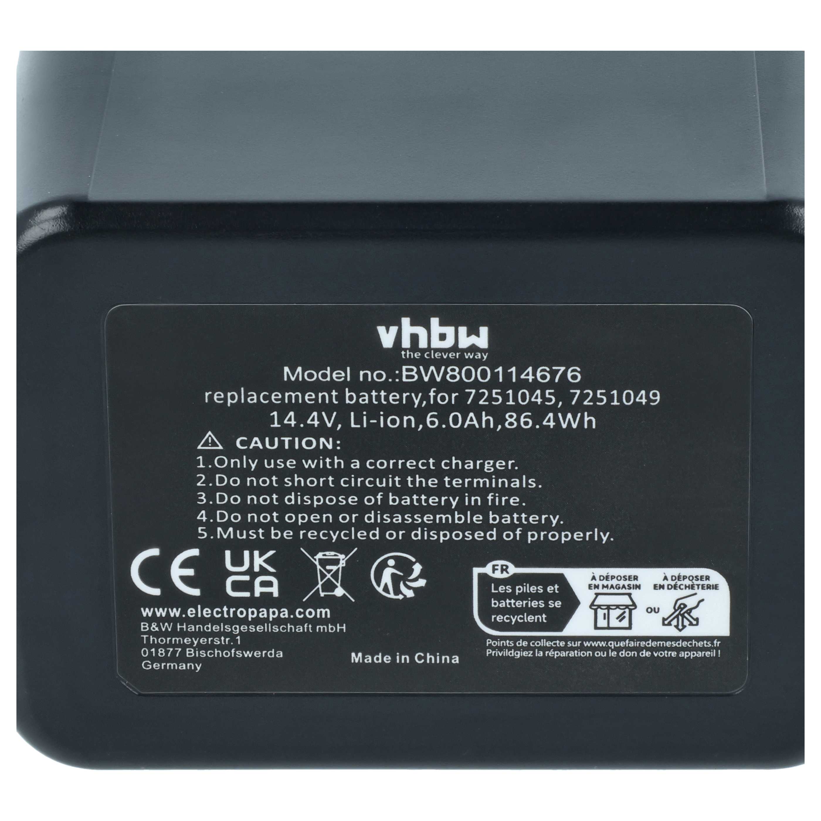 Batterie remplace Gesipa 7251045, 7251049 outil électrique Würth - 6Ah 14,4V Li-ion