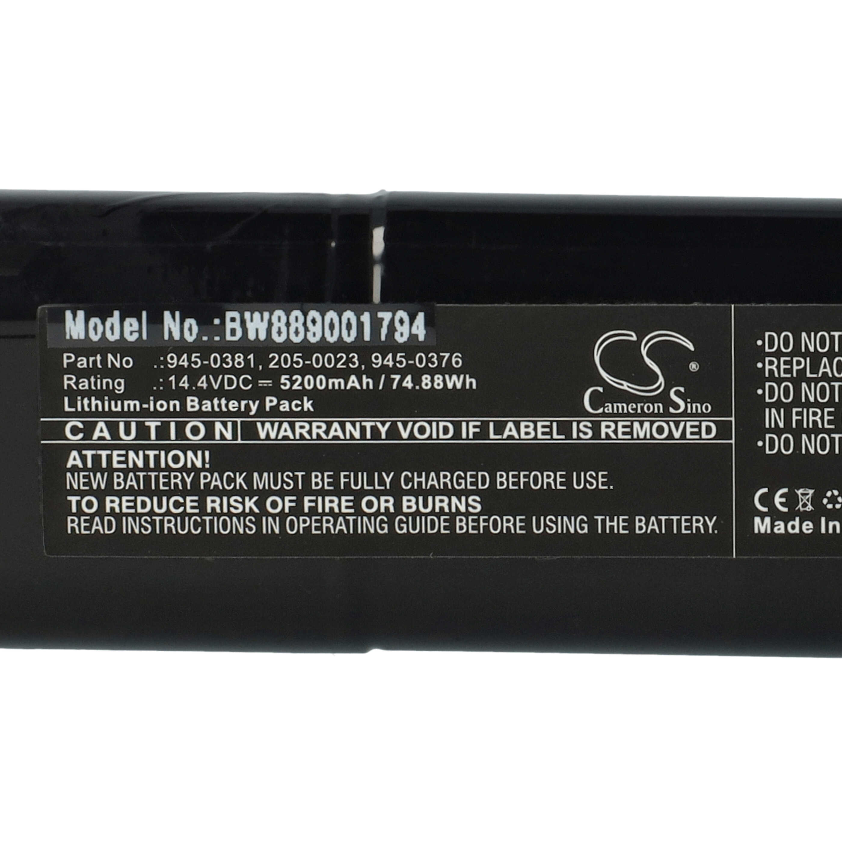 Battery replaces Neato 945-0376, 205-0026, 205-0023, 205-0022, 205-0021, 945-0381 for Neato 5200mAh, 14.4V, Li-Ion