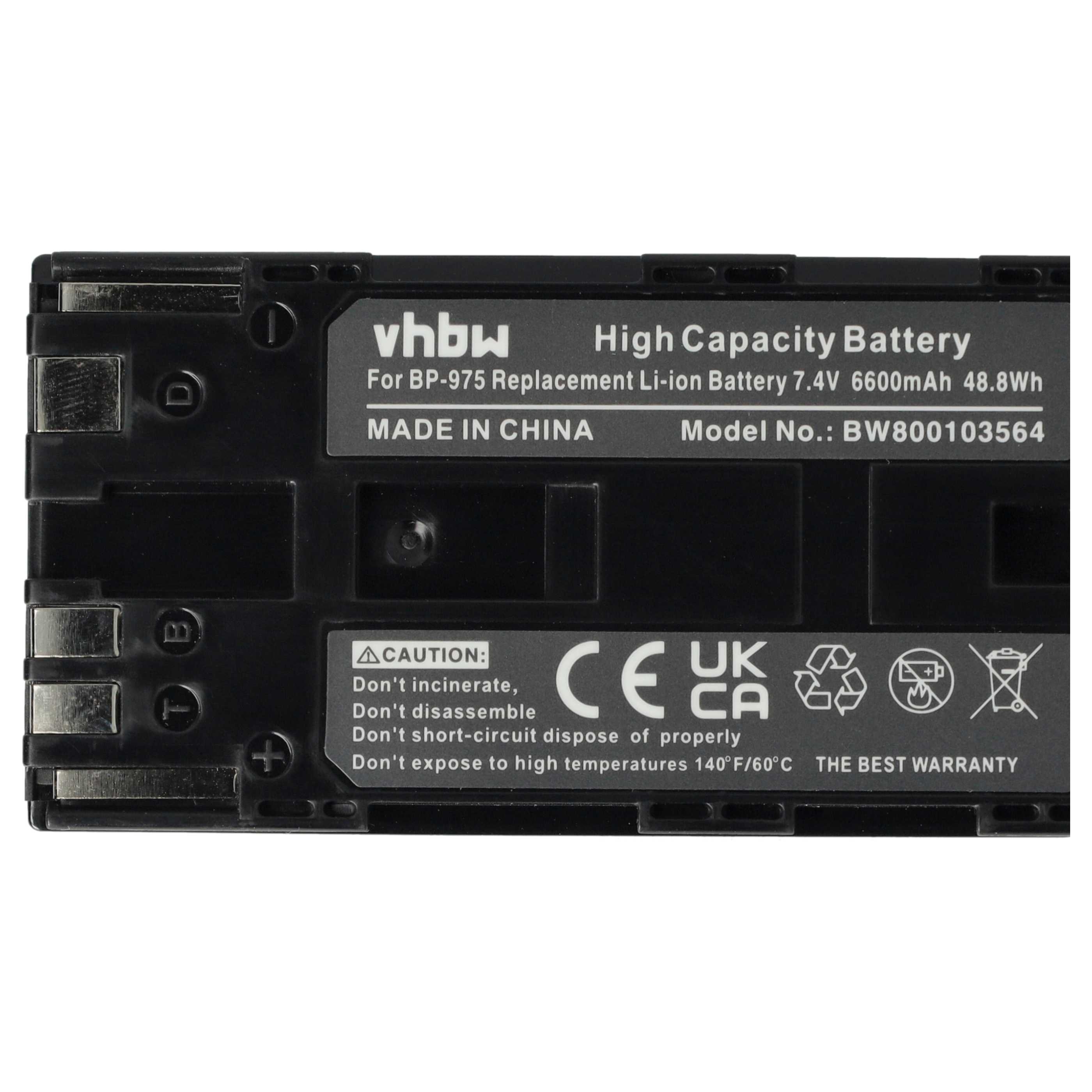 Videocamera 3x Battery replaces Canon BP-975 - 6600 mAh 7.4 V Li-Ion