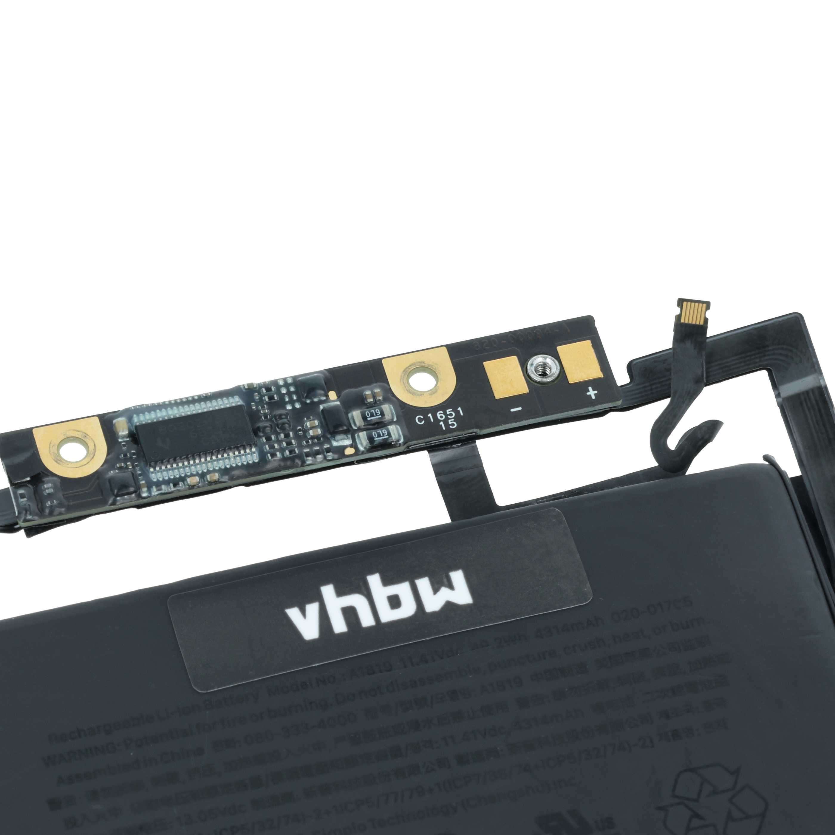 Notebook-Akku als Ersatz für Apple 020-01705, A1819 für Apple - 4300mAh 11,4V Li-Polymer, schwarz