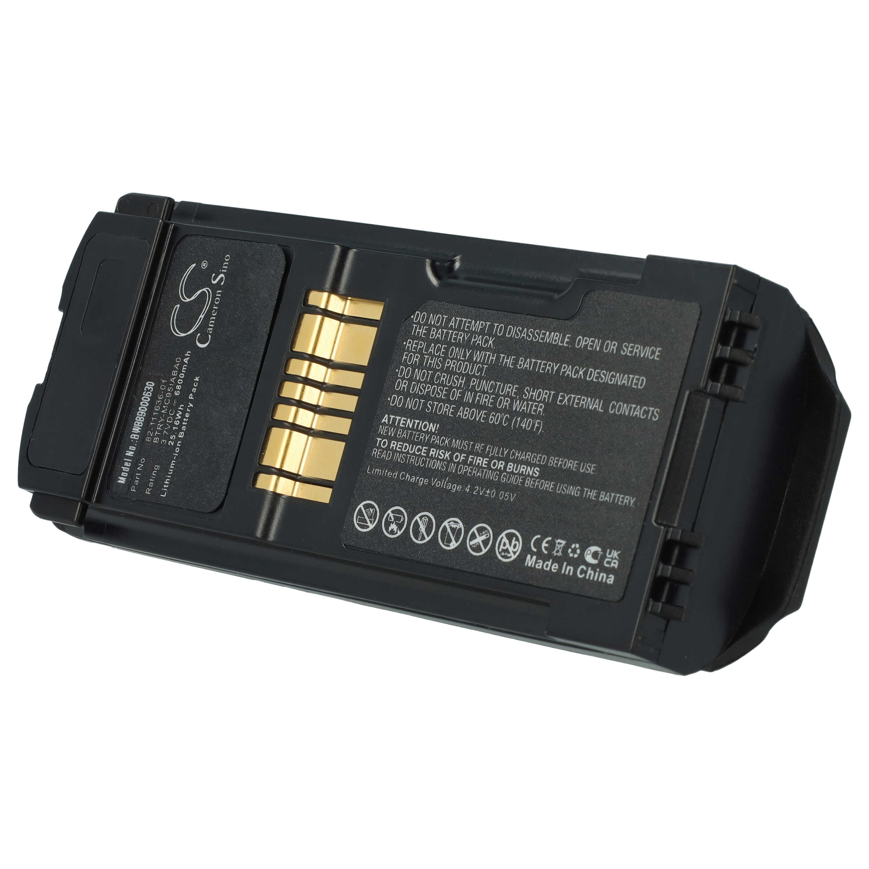 Batterie remplace Symbol 82-111636-01, BTRY-MC95IABA0 pour scanner de code-barre - 6800mAh 3,7V Li-ion
