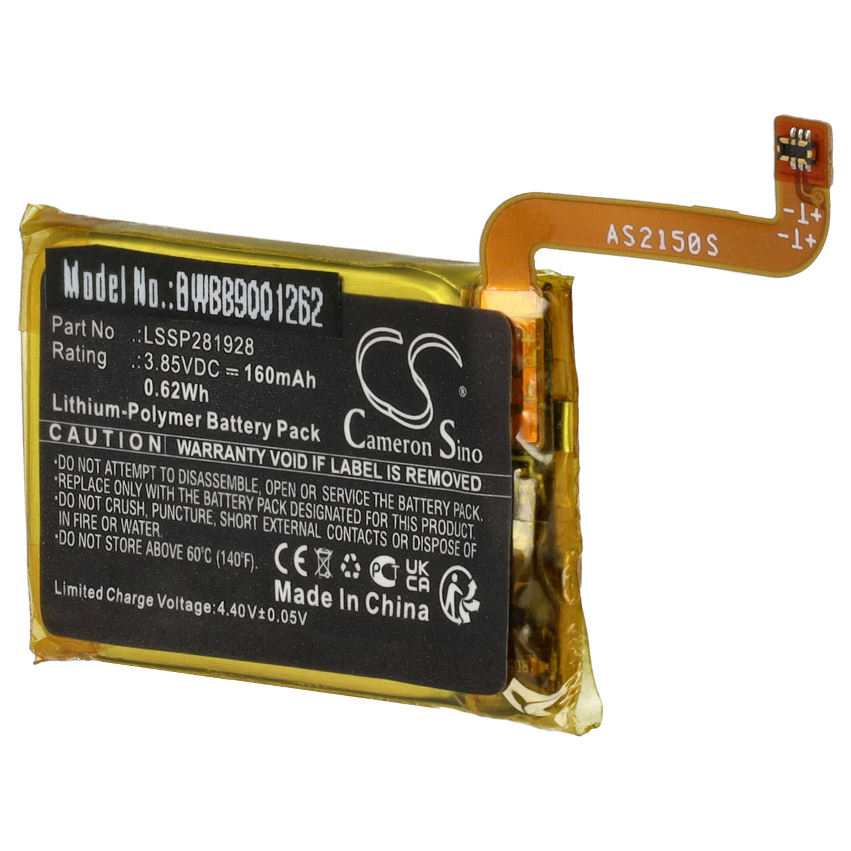 Batteria sostituisce Fitbit LSSP281928 per smartwatch - 160mAh 3,85V Li-Poly