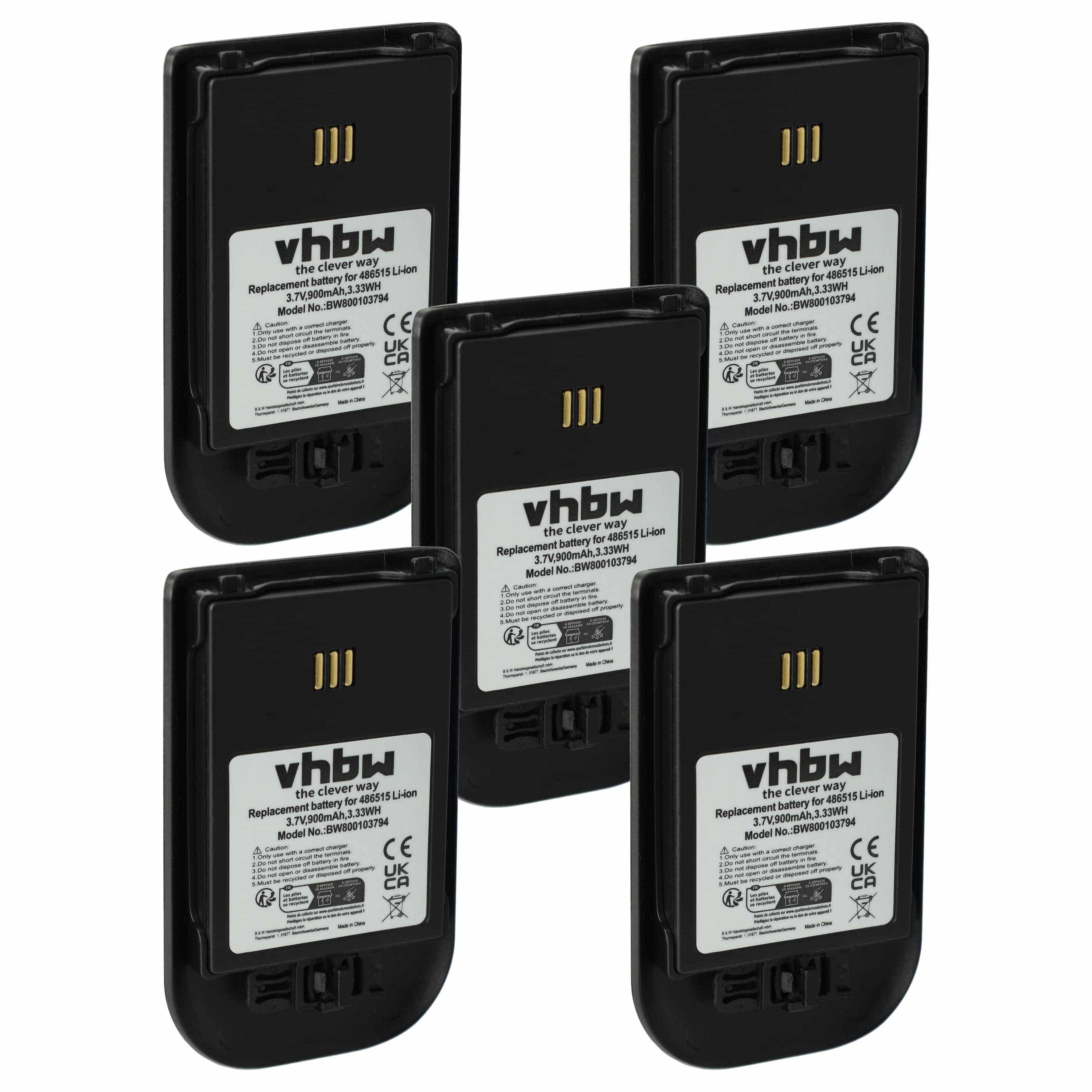5x Batteries remplace Alcatel 3BN78404AA pour téléphone Ericsson - 900mAh 3,7V Li-ion