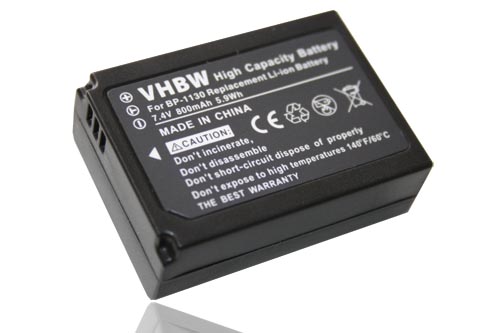 Batteria sostituisce Samsung ED-BP1130, BP1130, BP-1130 per fotocamera Samsung - 800mAh 7,4V Li-Ion