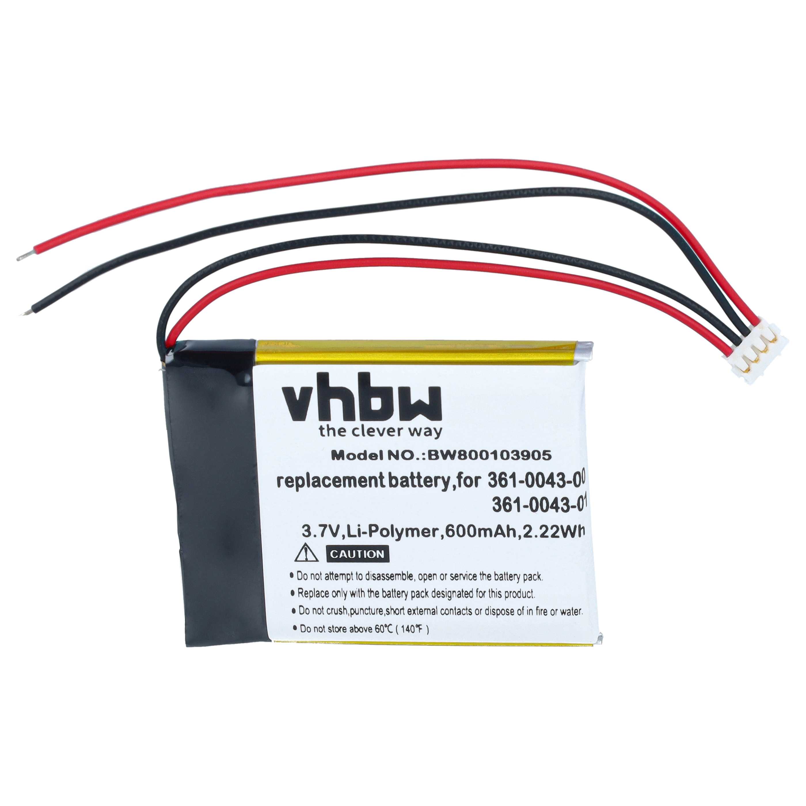 GPS Navigation-Akku als Ersatz für Garmin 361-00043-00, 361-0043-00, 361-00043-01 - 600mAh 3,7V Li-Ion