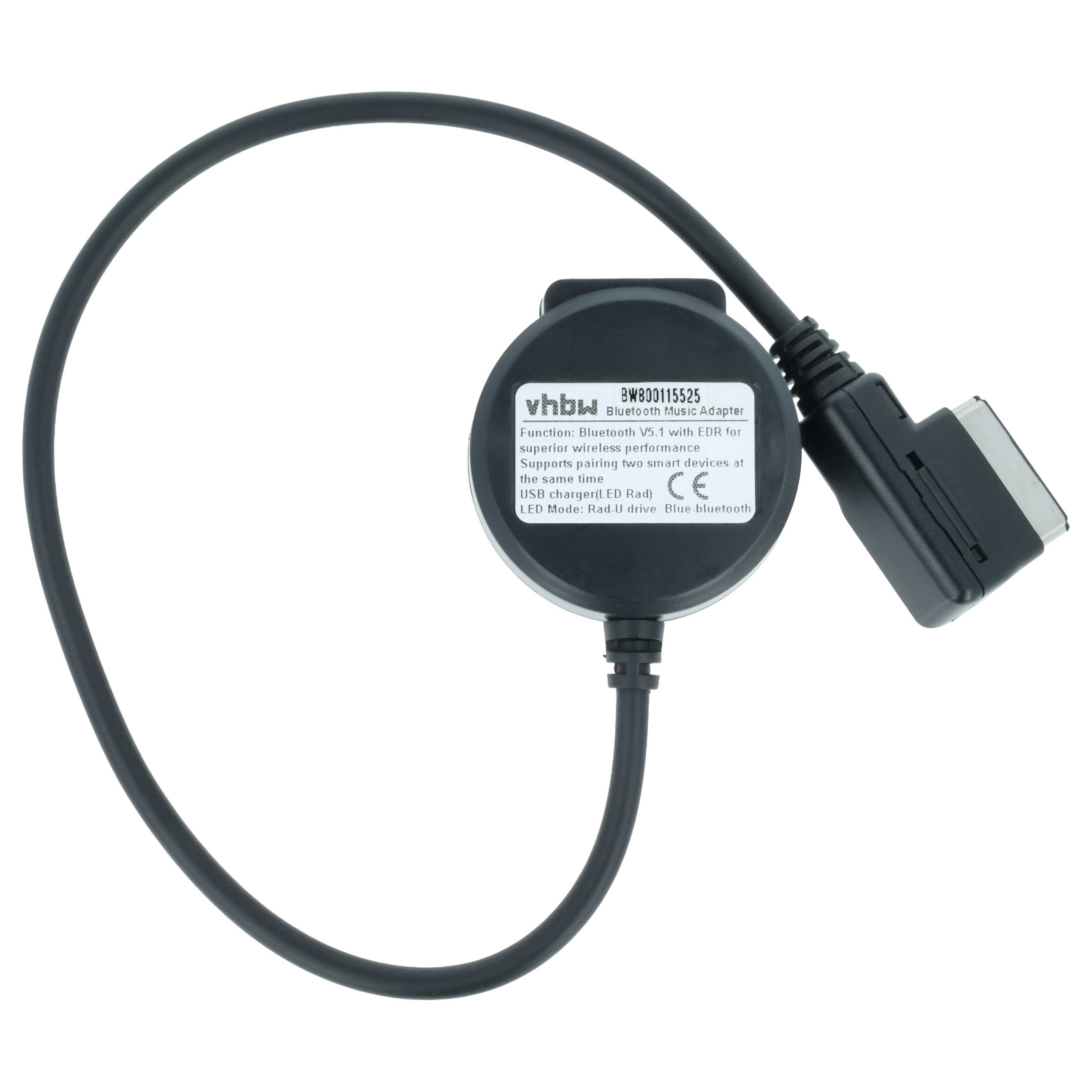 Kabel AUX do radia samochodowegoAudi, Seat, Skoda, VW - 30 cm, USB, bluetooth