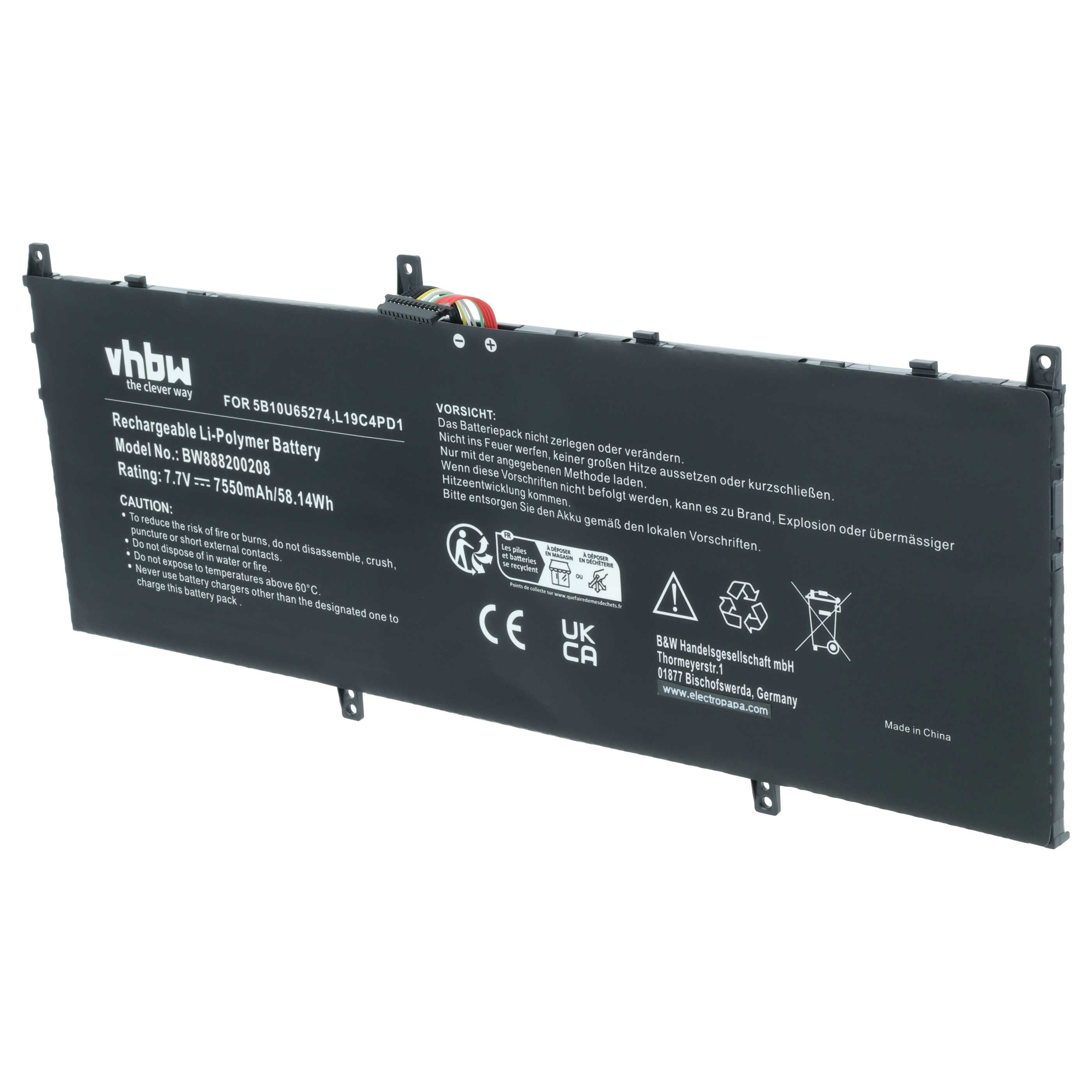 Akumulator do laptopa zamiennik Lenovo 5B10U65274, 5B10U65275, L19C4PD1, L19D4PD1 - 7550 mAh 7,7 V LiPo