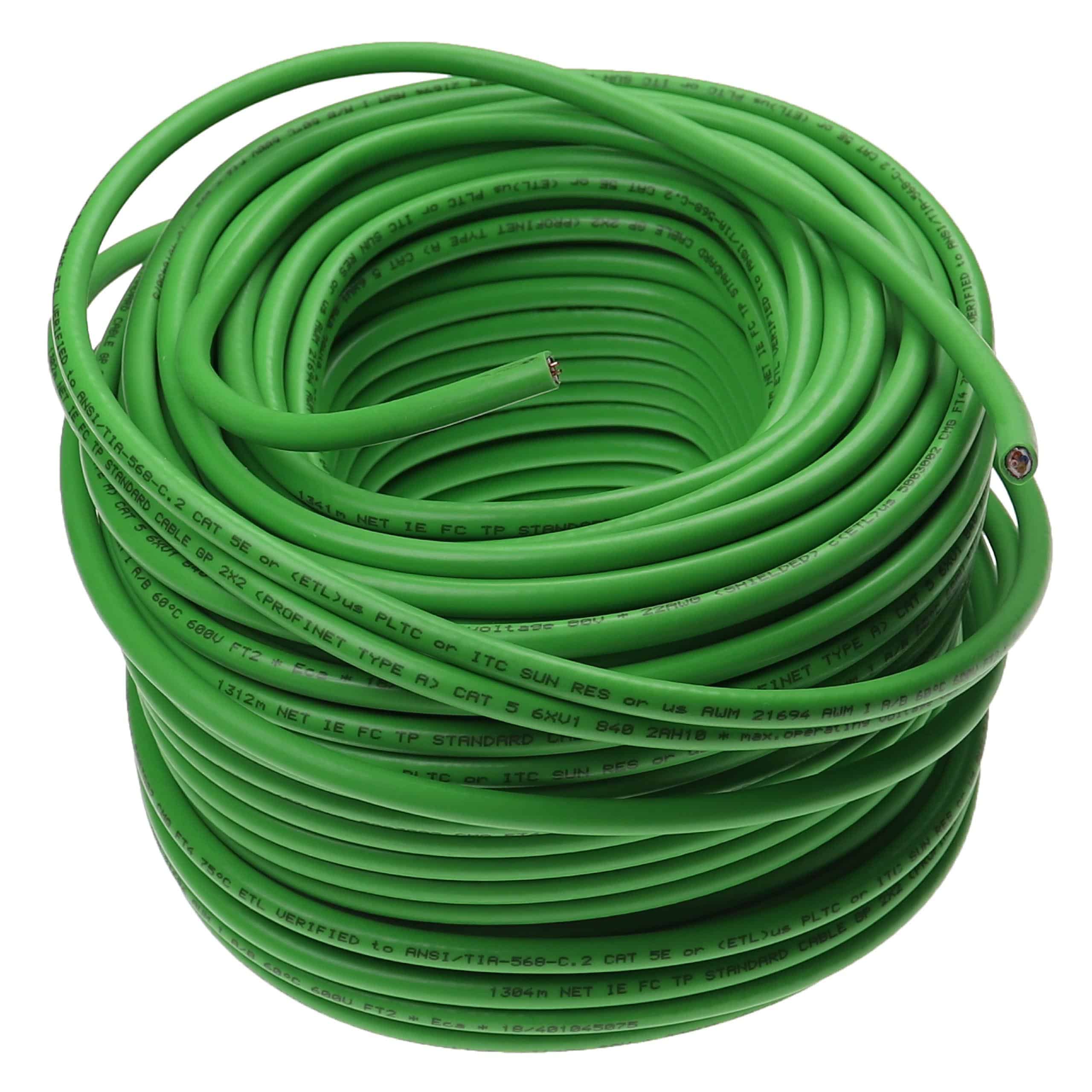 vhbw CAT 5E Installation Cable for System Network - Network Cable Green, 50 m