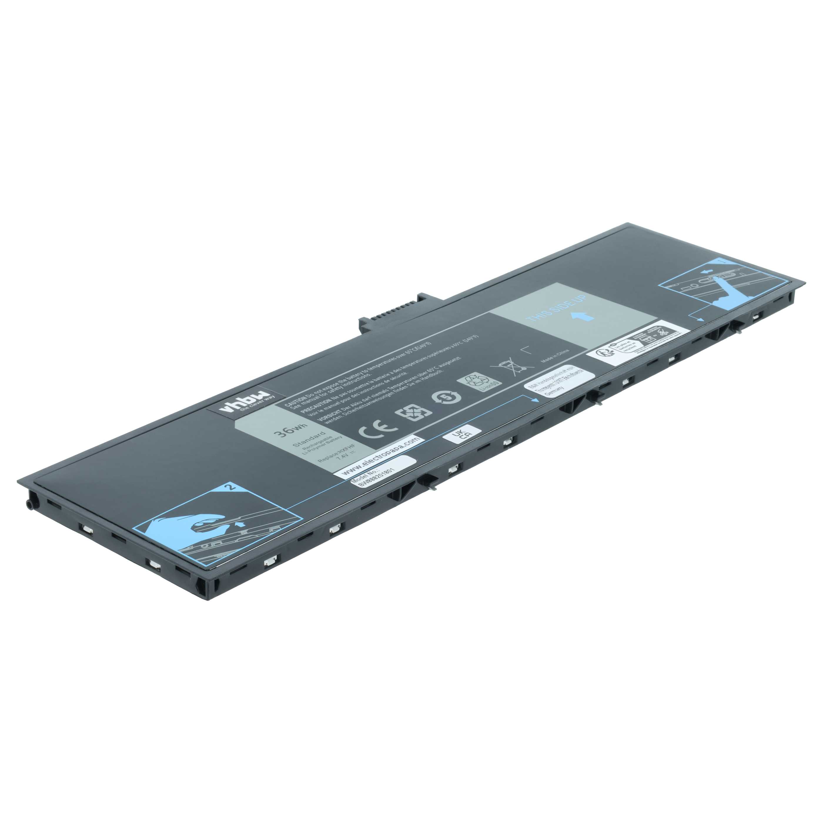 Tablet Battery replaces Dell VJF0X, HXFHF, 0VJF0X - 4850 mAh 7.4 V Li-polymer