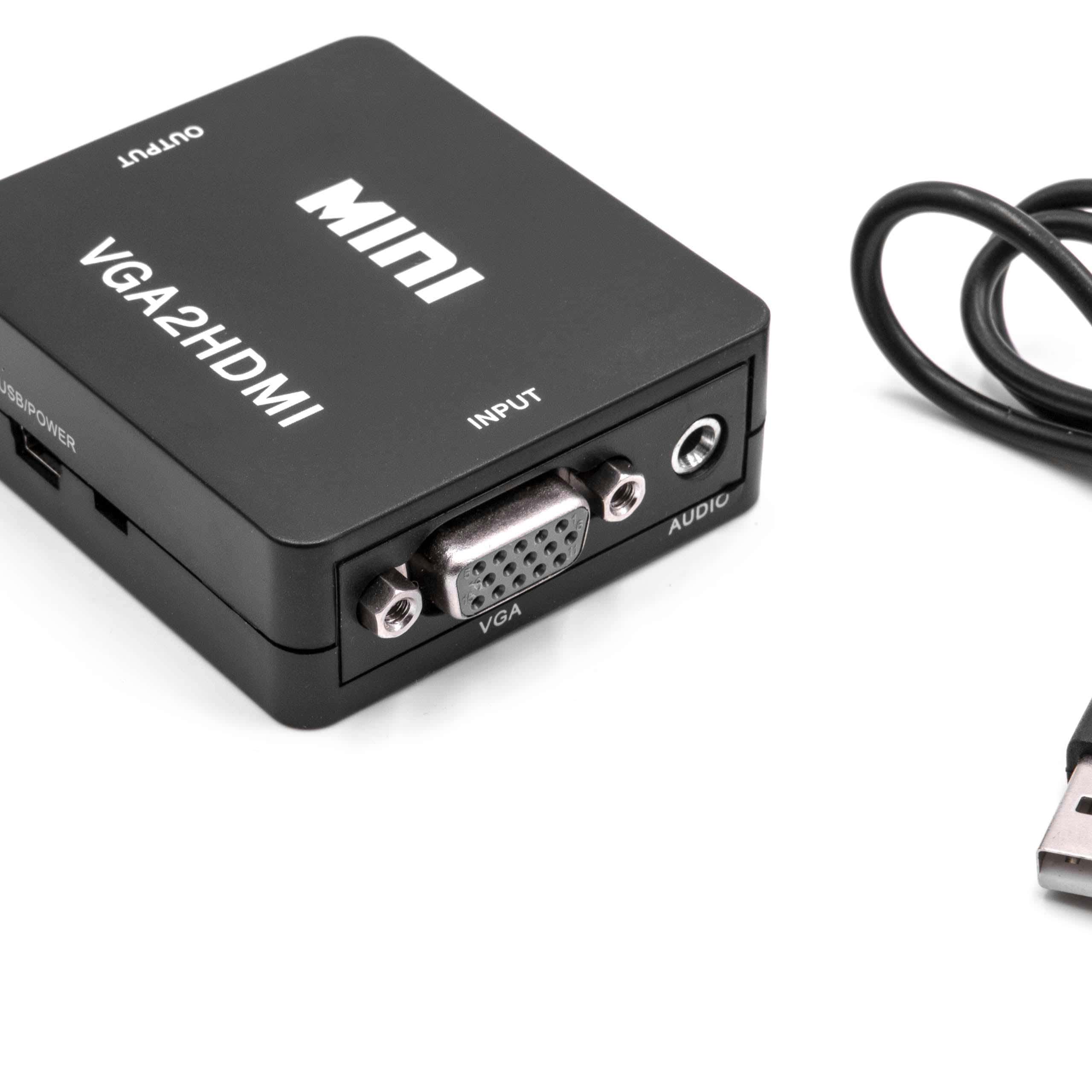 Konwerter przejściówka HDMI VGA do laptopa, monitora, telewizora, ekranu - adapter VGA, czarny
