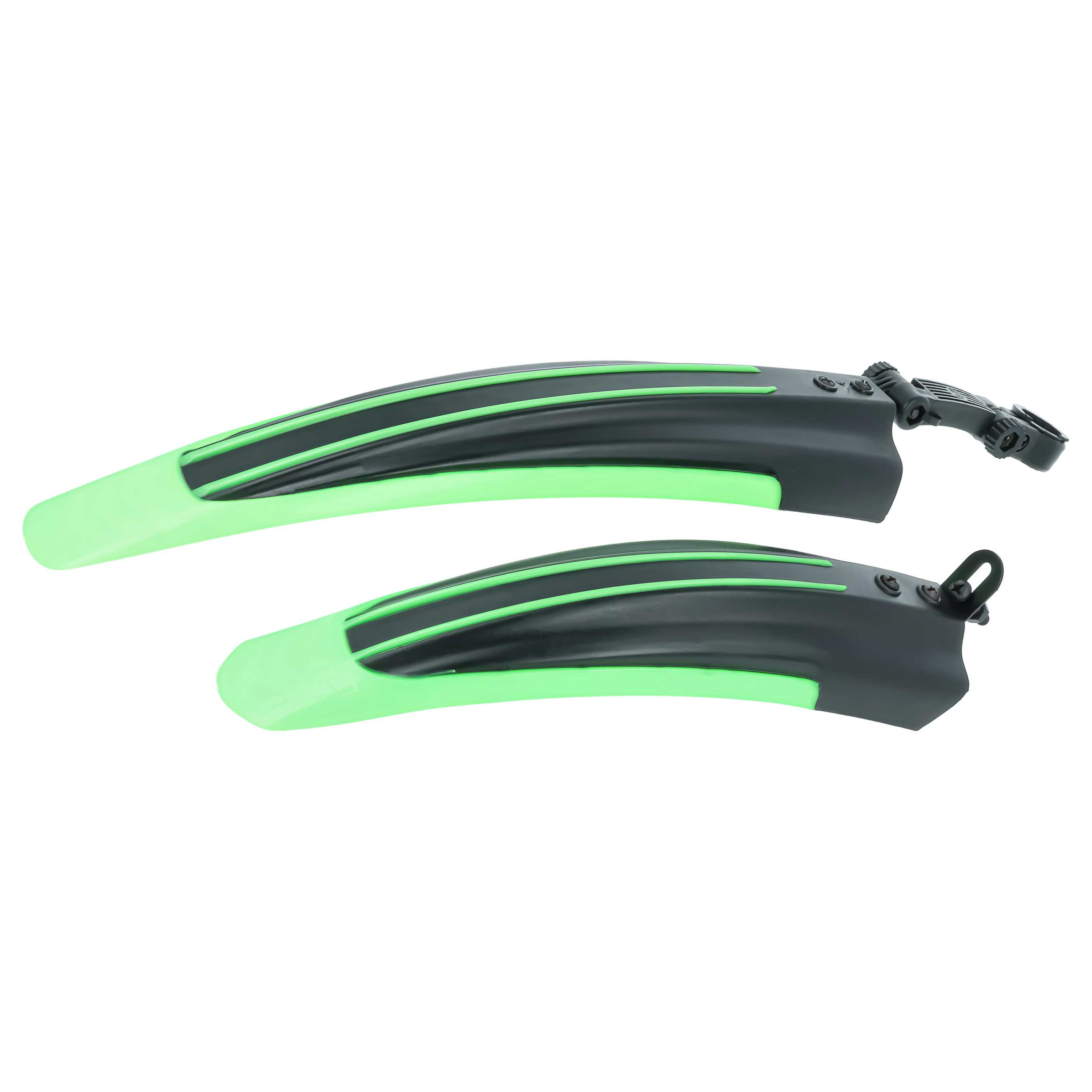 2x Parafango per ruota anteriore e ruota posteriore per mountain bike con pneumatici da 24/26 - nero / verde