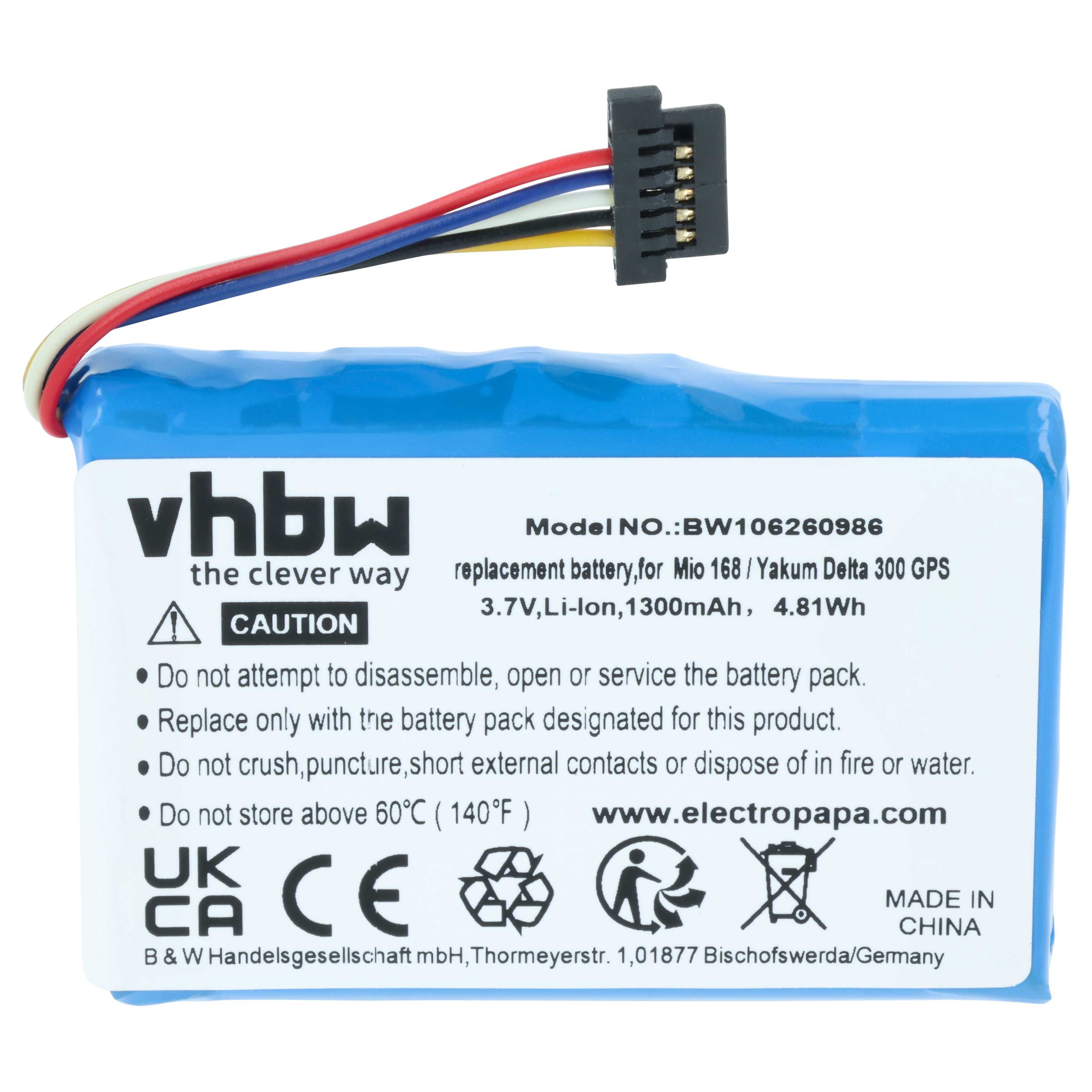 Akumulator do nawigacji GPS zamiennik Mitac Mio E3MIO2135211 - 1300 mAh 3,7 V Li-Ion